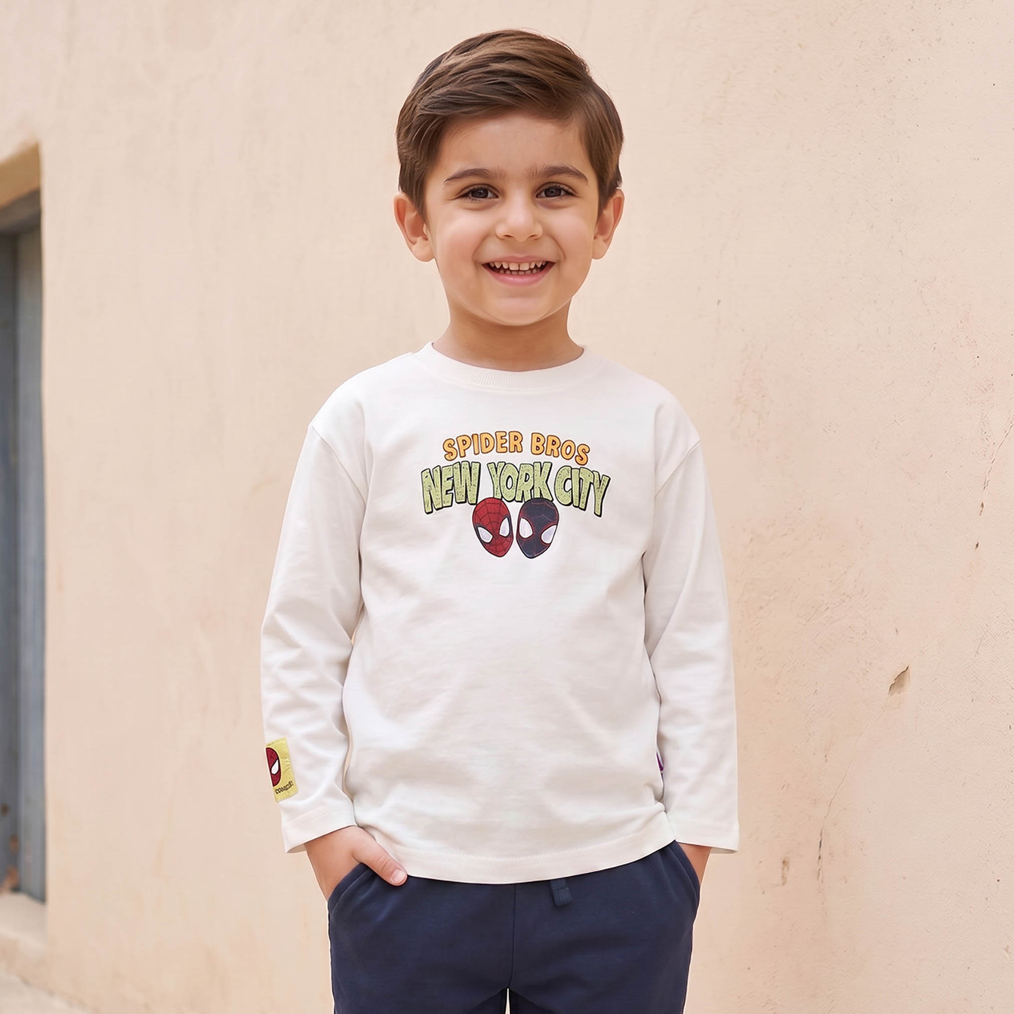 تيشيرت بياقة ضيقة وأكمام طويلة وطبعات سبايدر مان-boys-clothing-tshirtsandpolos-image-1