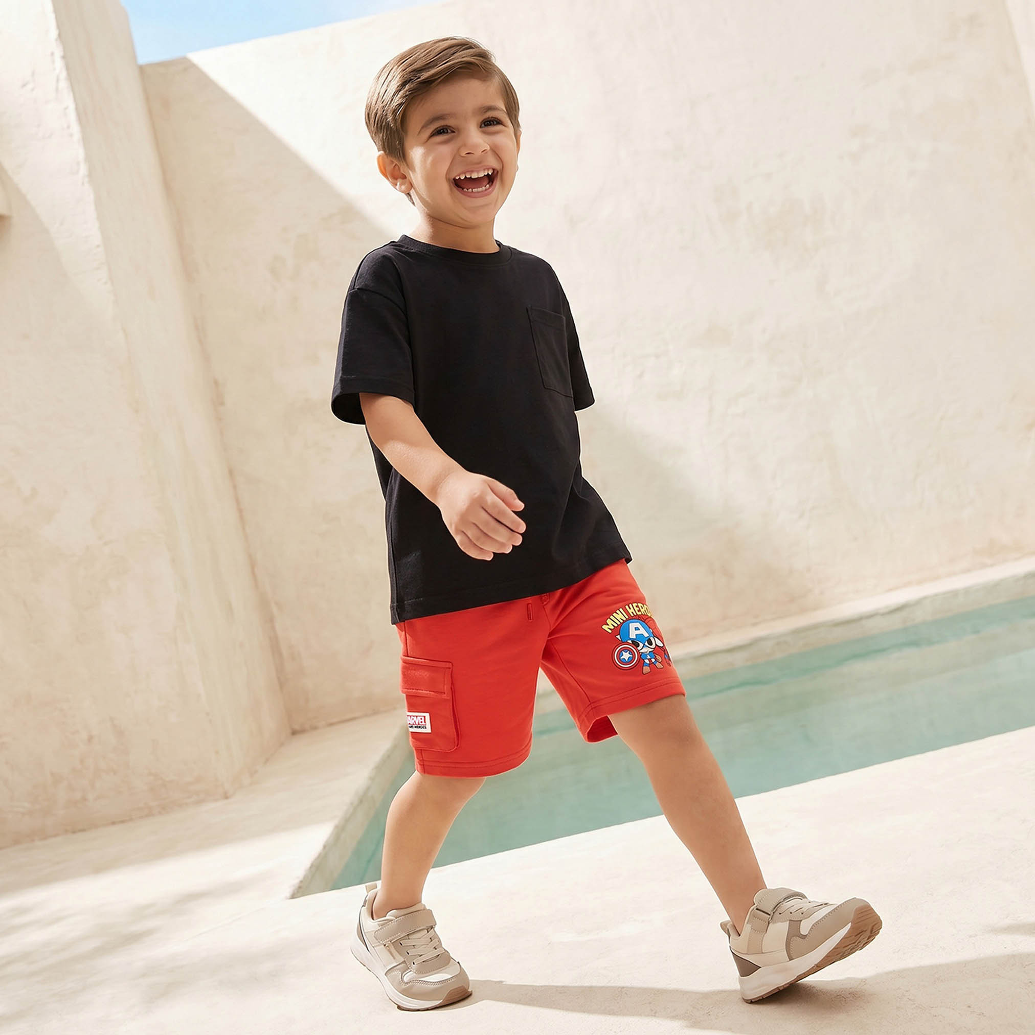 Knee Length Elasticated Waist Shorts with Avengers Print-baby-boys-clothing-bottoms-shorts-image-5