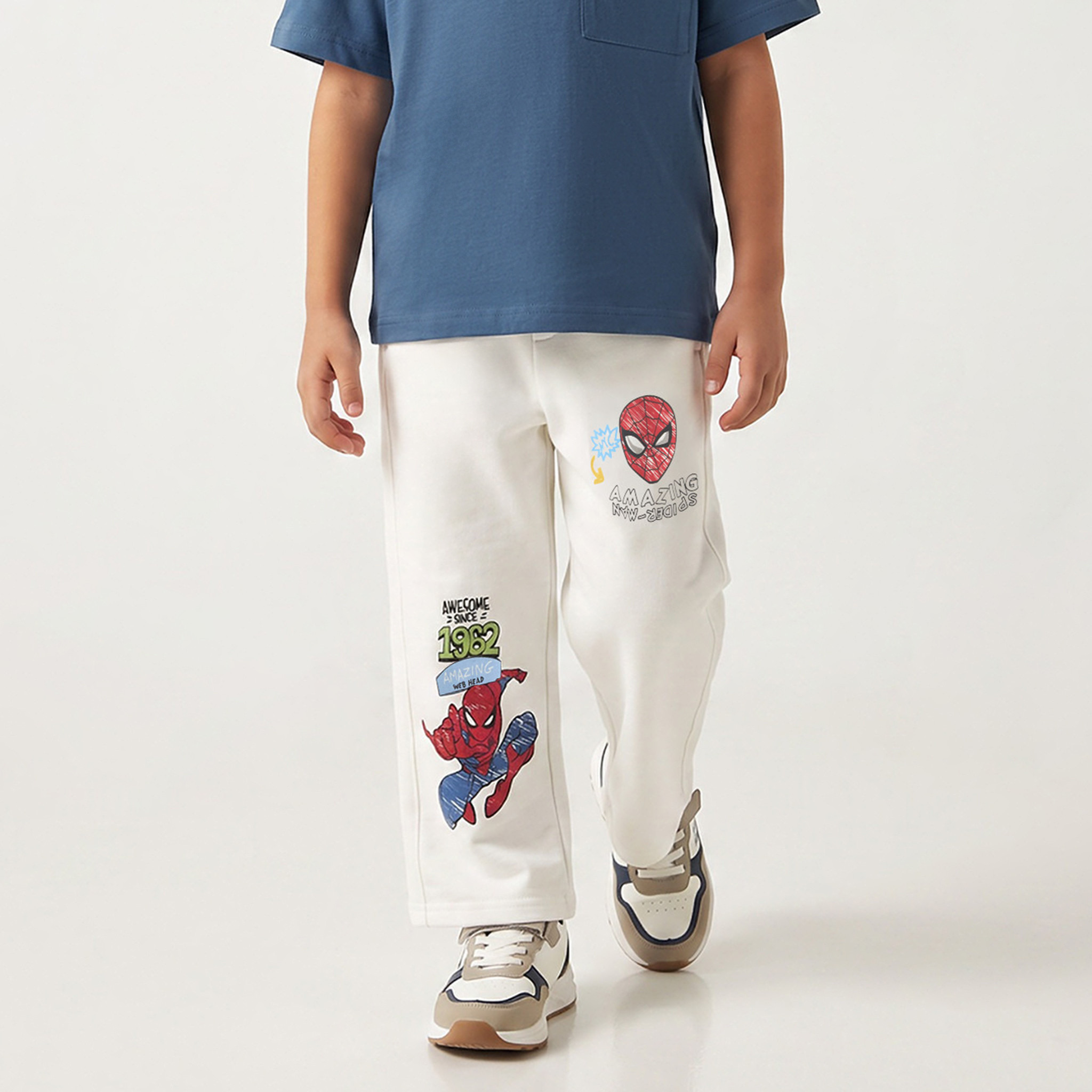 Elasticated Drawstring Waist Track Pants with Spider-Man Print-boys-clothing-bottoms-joggersandtrackpants-image-1