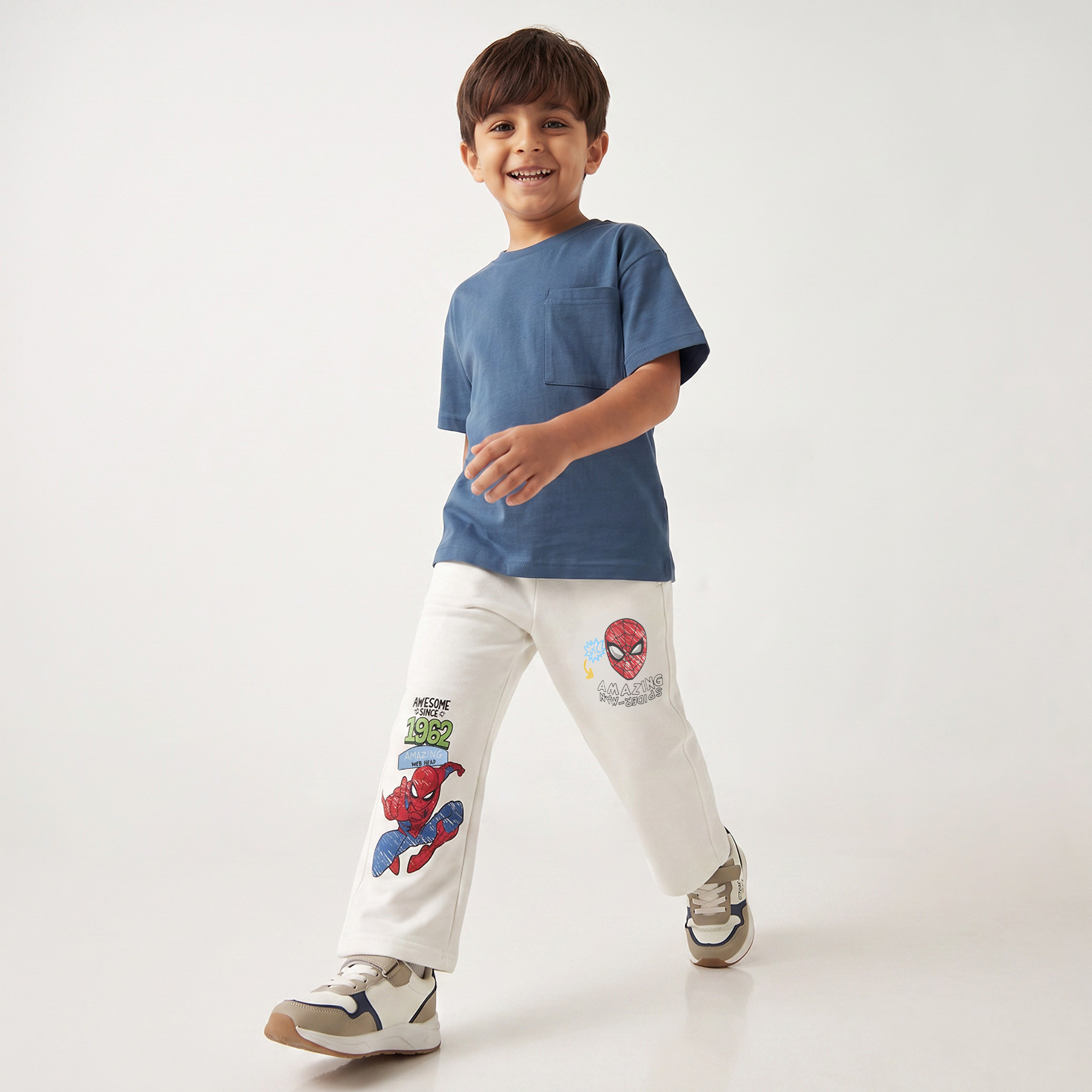 Elasticated Drawstring Waist Track Pants with Spider-Man Print-boys-clothing-bottoms-joggersandtrackpants-image-2