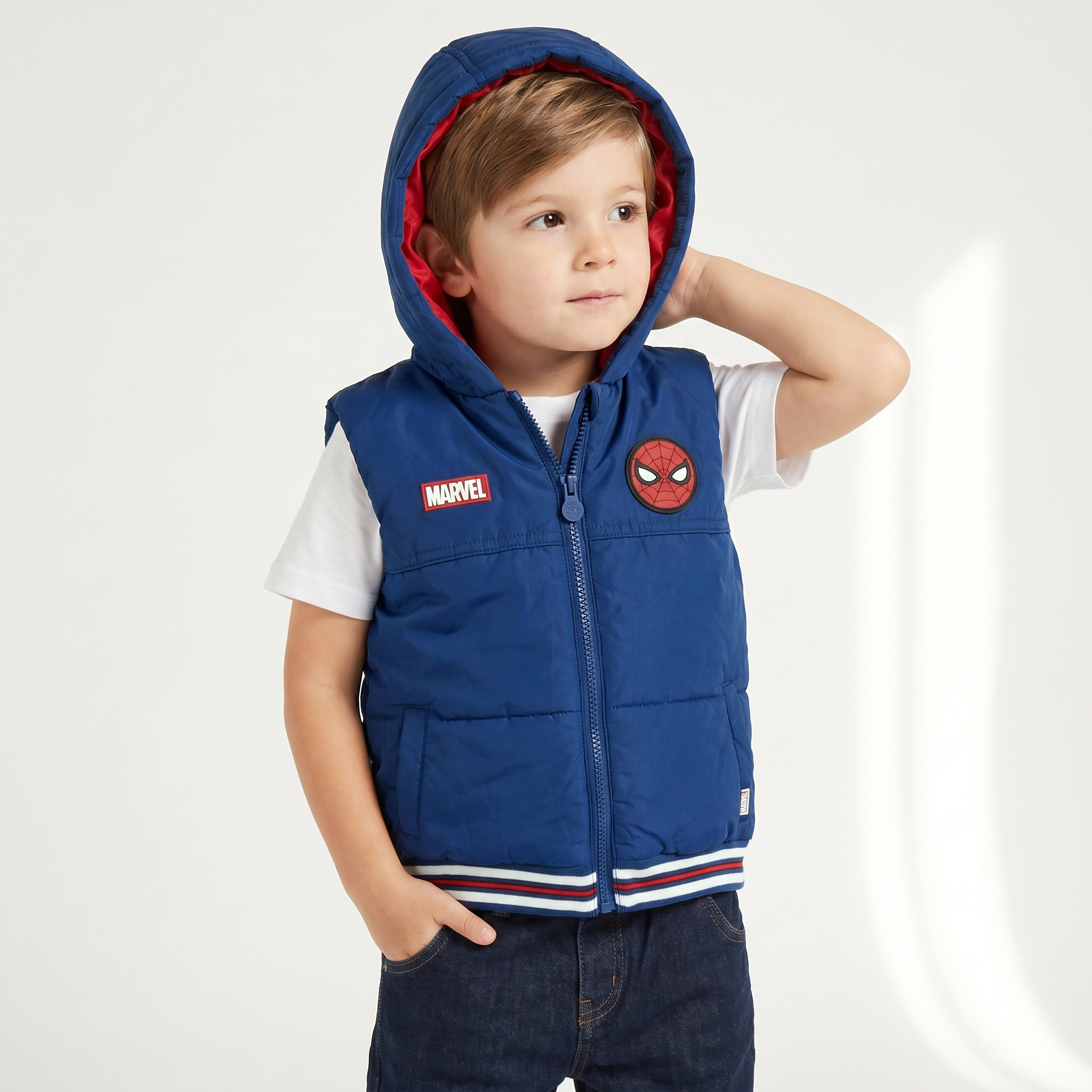Hooded Gilet with Spider-Man Detail-boys-clothing-jacketsandcoats-image-1