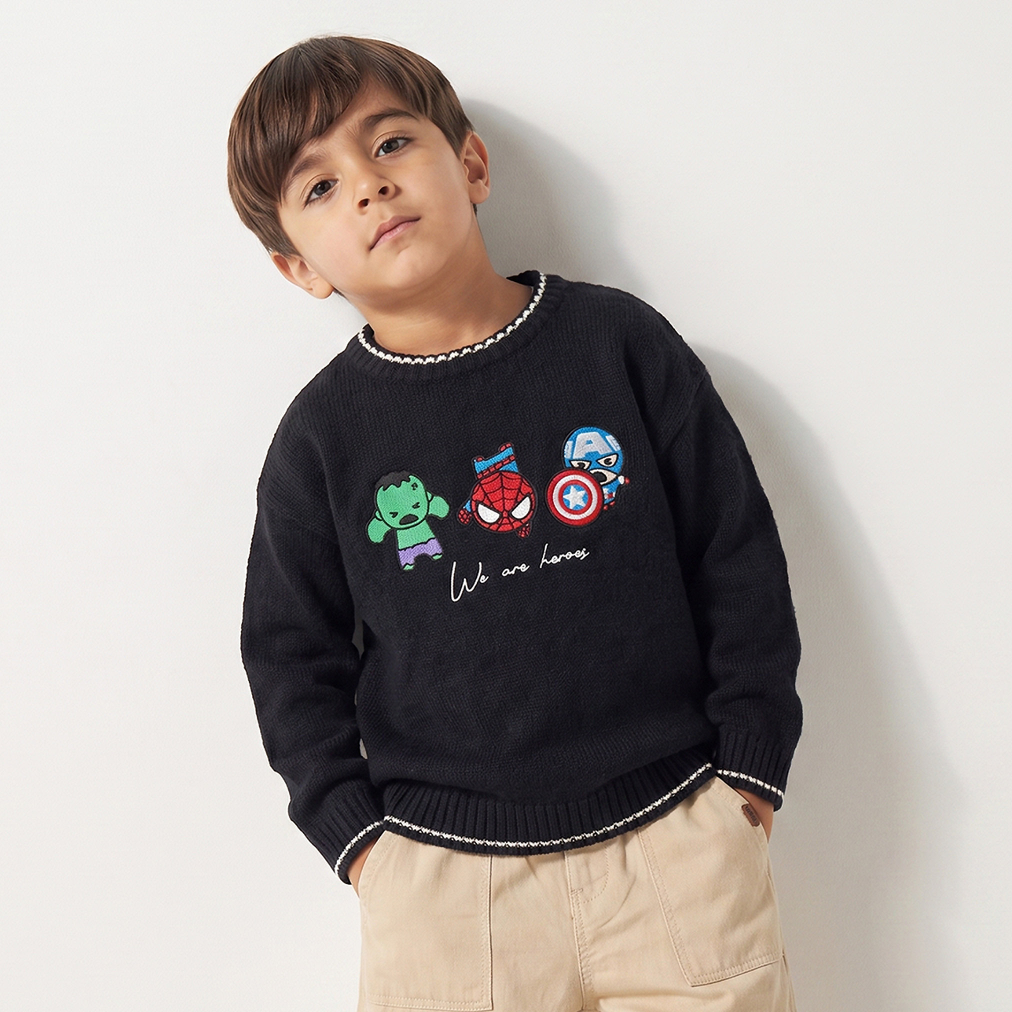 سويت شيرت بتطريز أفينجرز وأكمام طويلة-baby-boys-clothing-winterwear-jumpersandcardigans-image-1