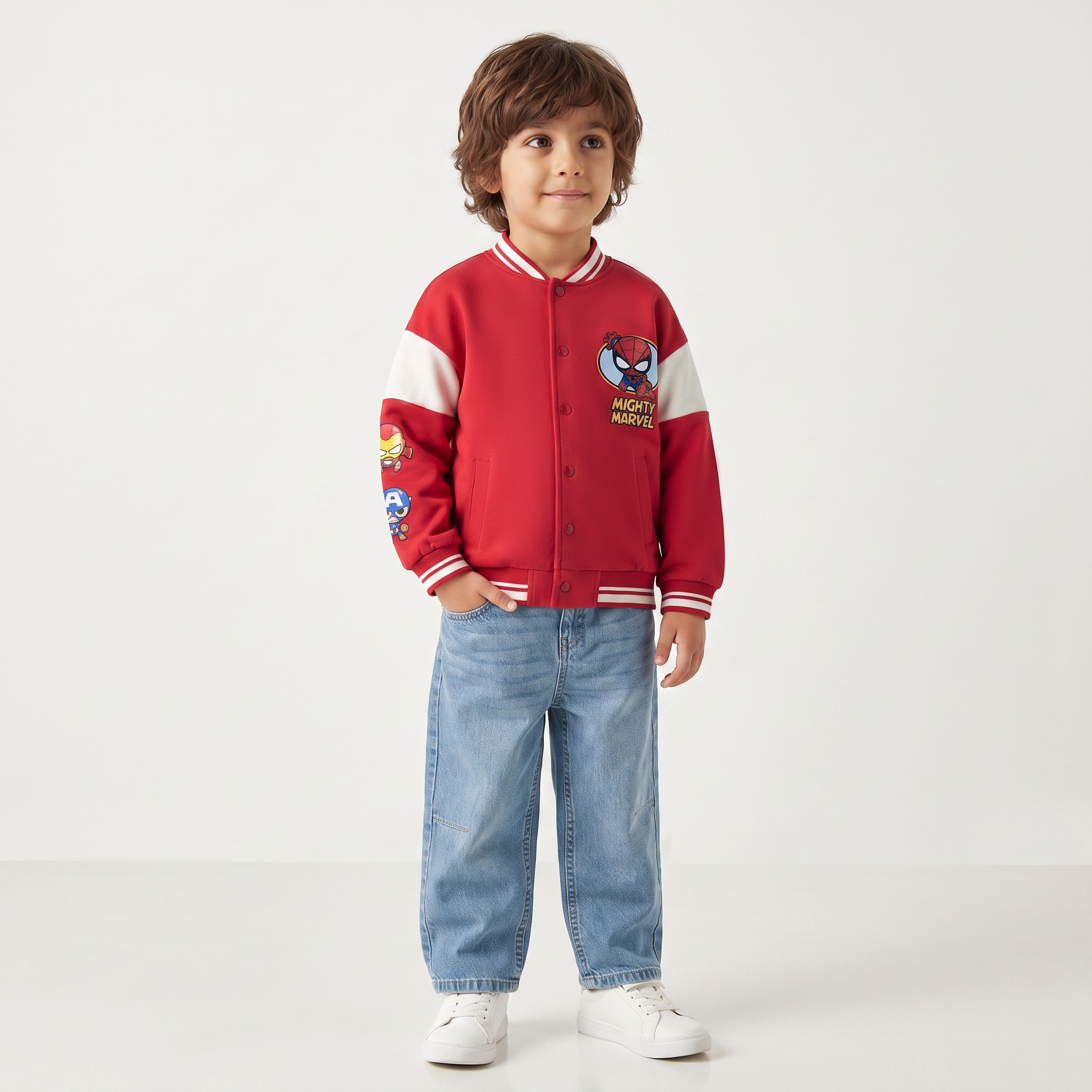 Marvel Printed Bomber Jacket with Long Sleeves-boys-clothing-jacketsandcoats-image-2