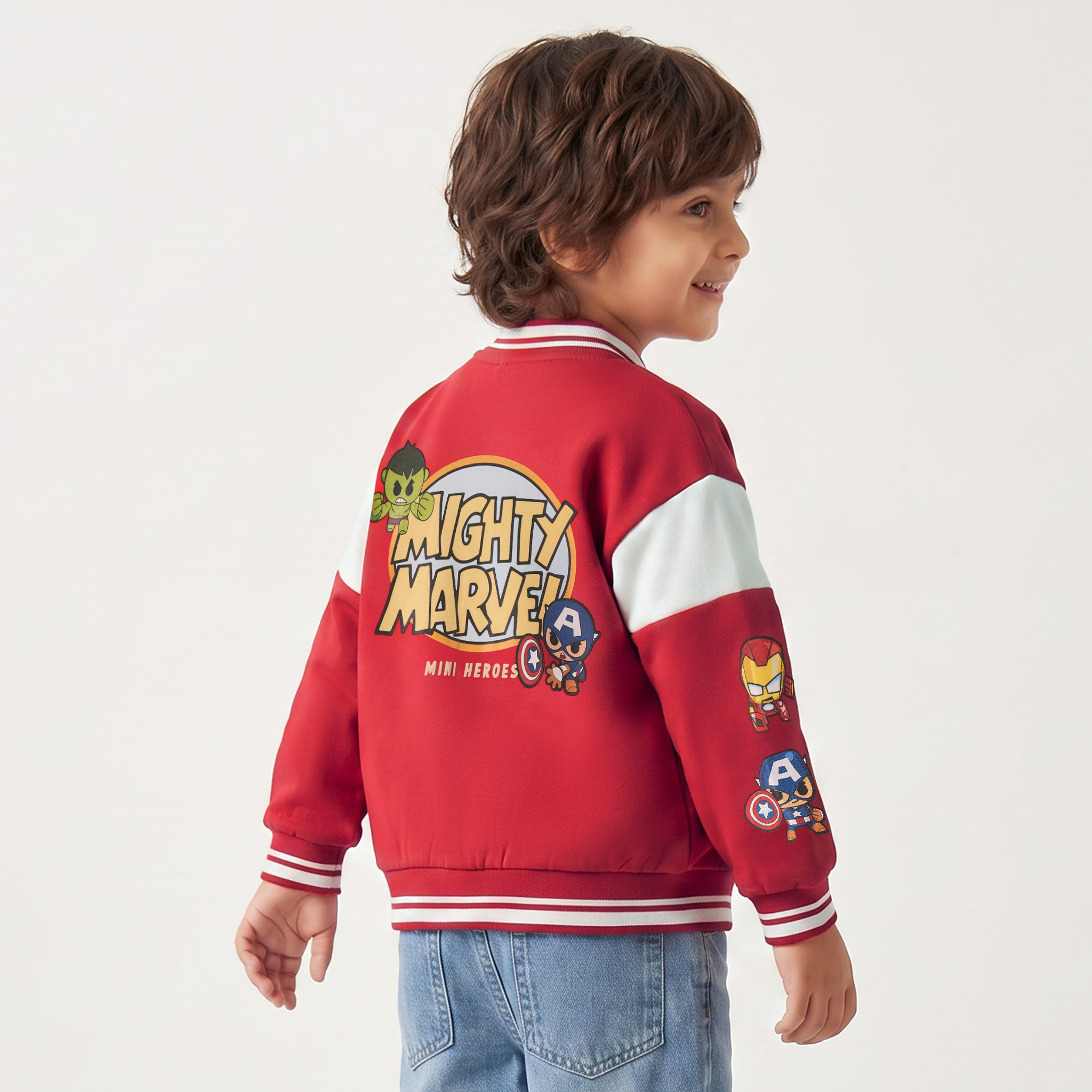 Marvel Printed Bomber Jacket with Long Sleeves-boys-clothing-jacketsandcoats-image-3