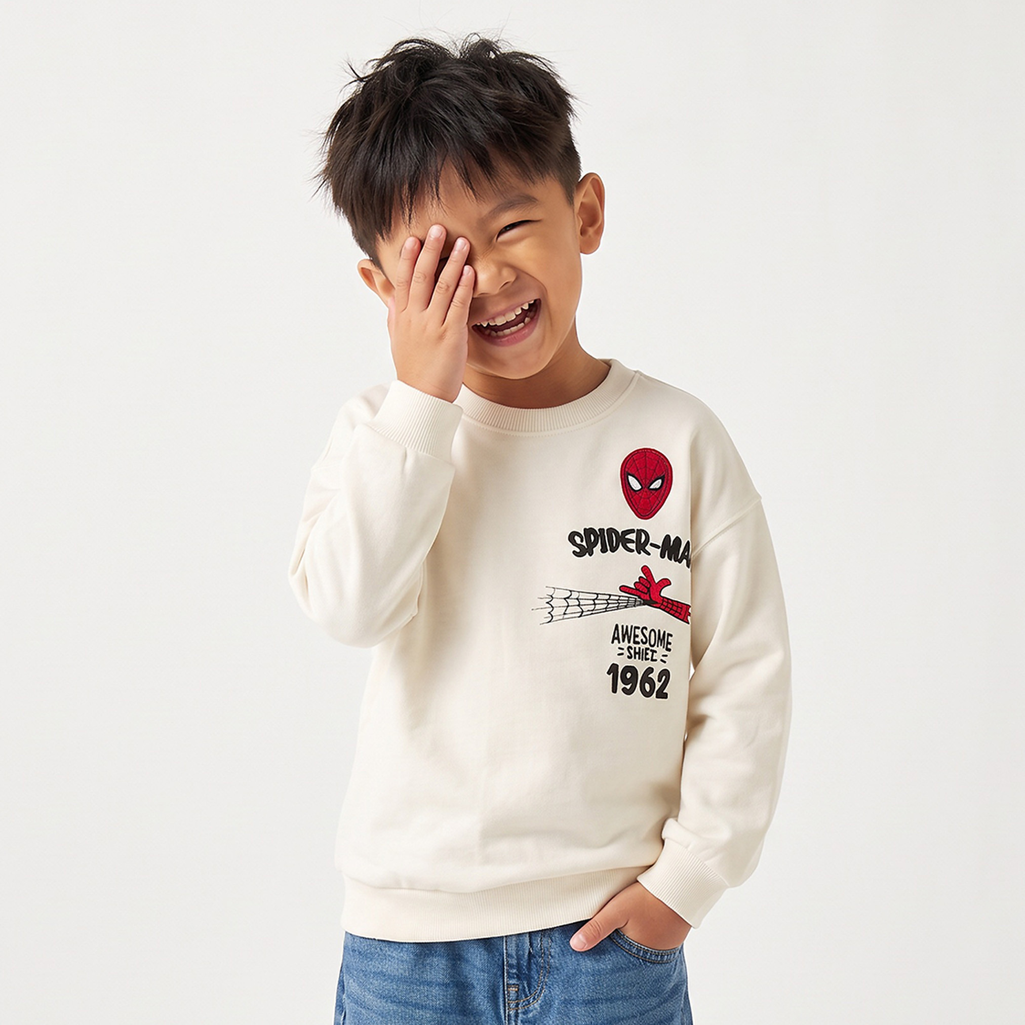 Spider-Man Print Sweatshirt with Long Sleeves-baby-boys-clothing-winterwear-sweatshirts-image-1