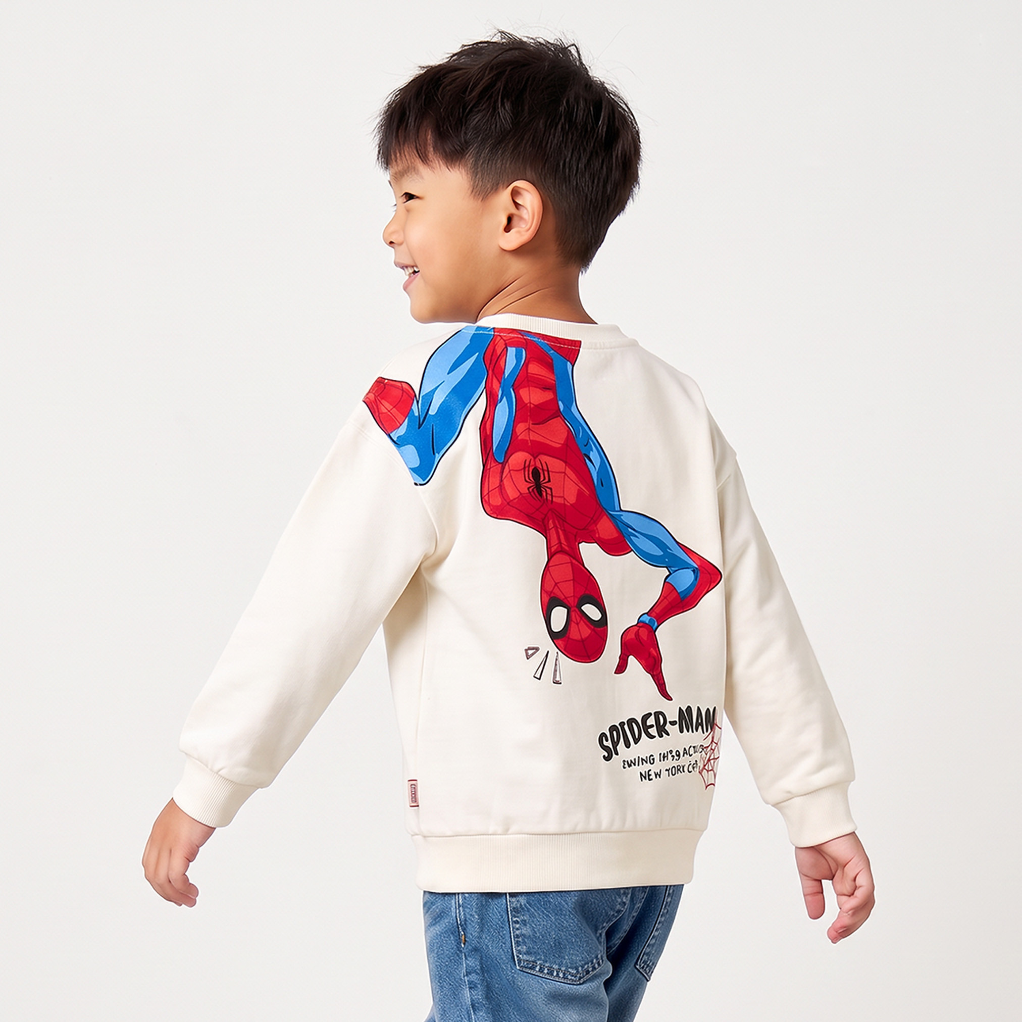 Spider-Man Print Sweatshirt with Long Sleeves-baby-boys-clothing-winterwear-sweatshirts-image-3
