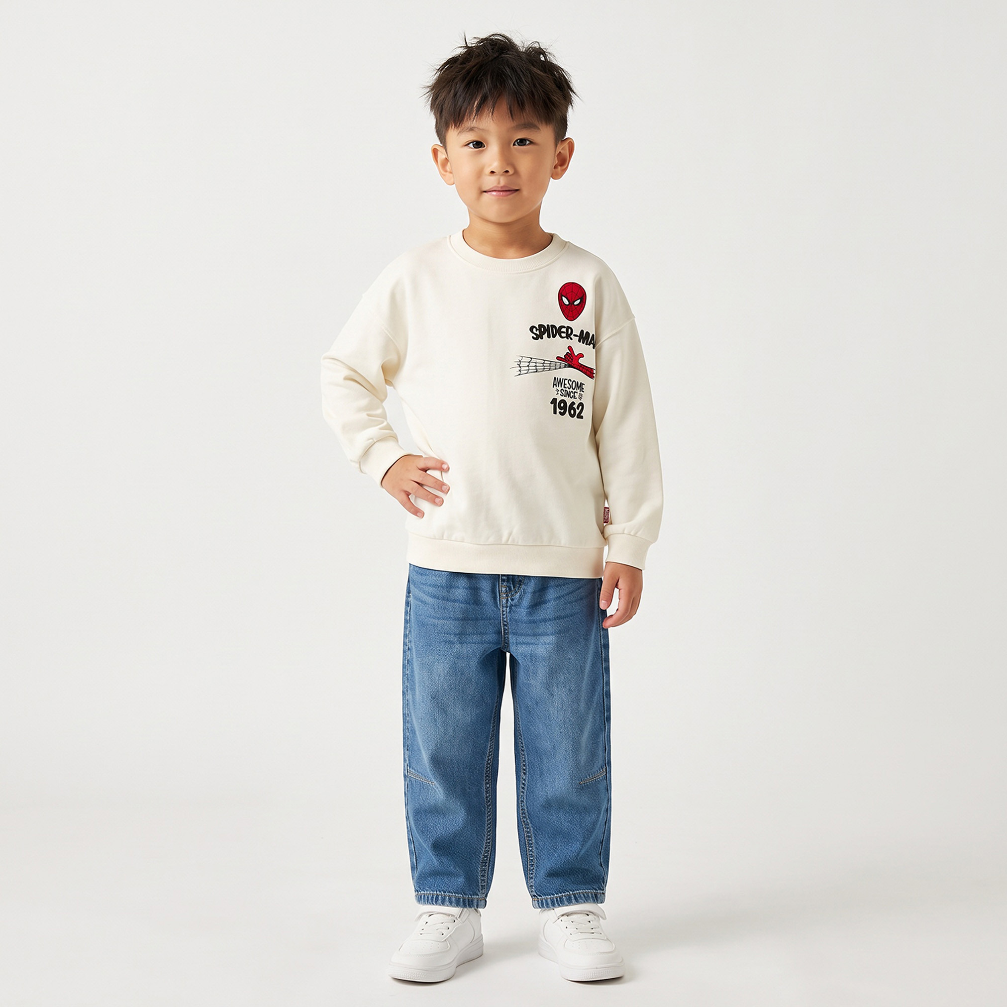 Spider-Man Print Sweatshirt with Long Sleeves-baby-boys-clothing-winterwear-sweatshirts-image-2