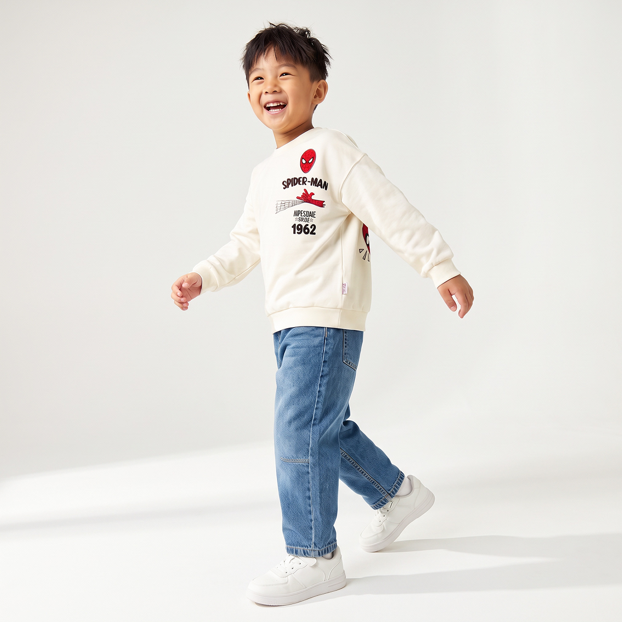 Spider-Man Print Sweatshirt with Long Sleeves-baby-boys-clothing-winterwear-sweatshirts-image-5