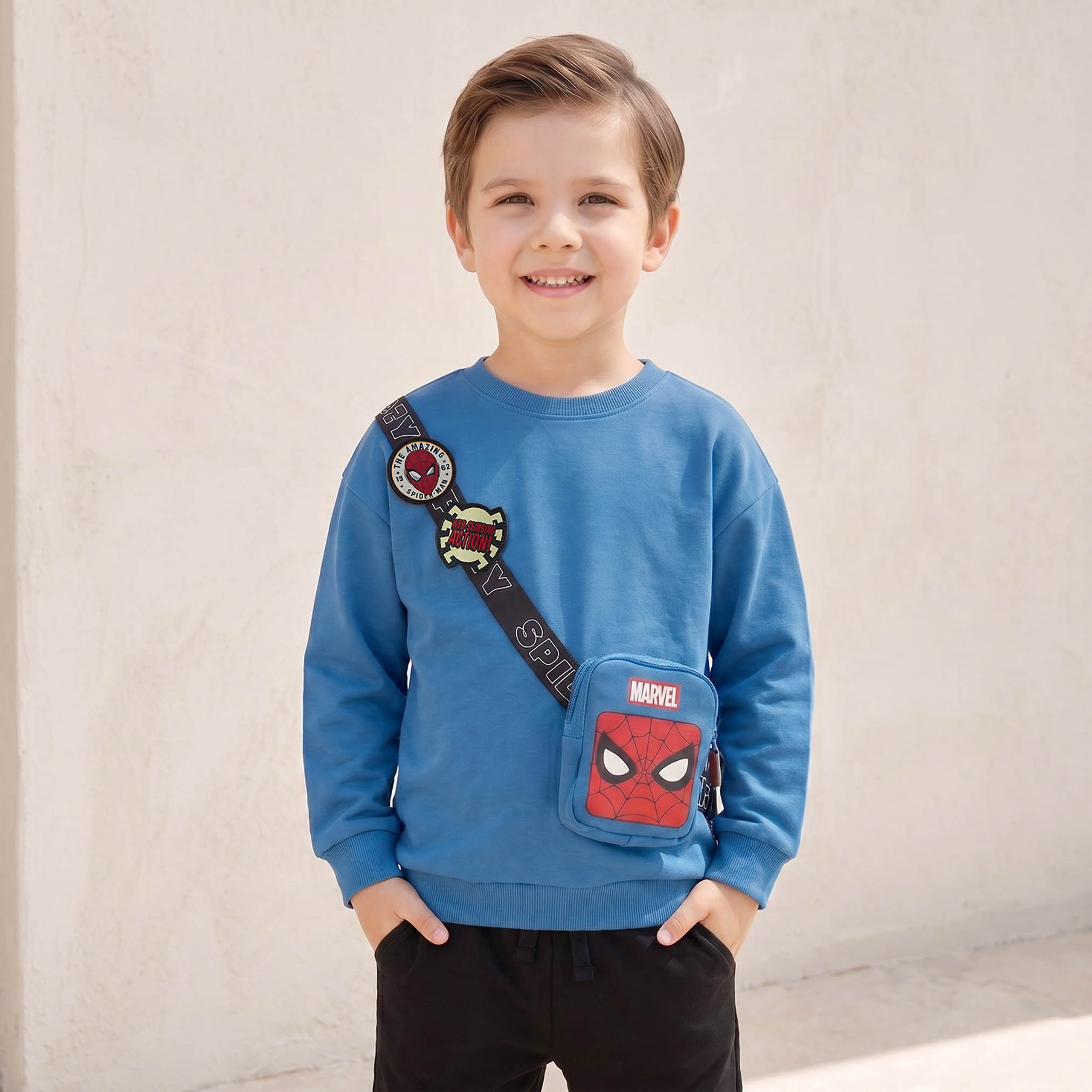 سويت شيرت سبايدر مان وتزيينات حزام كروس بودي-baby-boys-clothing-winterwear-sweatshirts-image-1