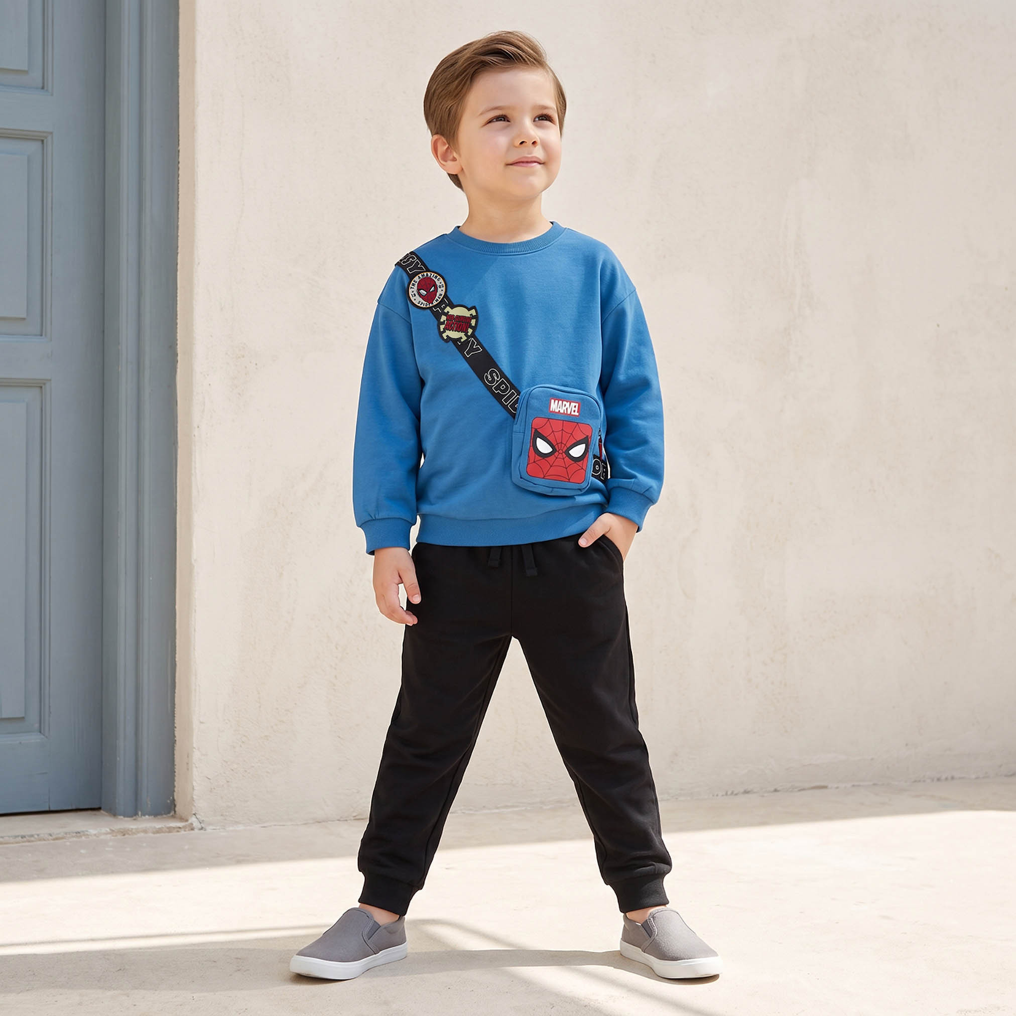 سويت شيرت سبايدر مان وتزيينات حزام كروس بودي-baby-boys-clothing-winterwear-sweatshirts-image-5