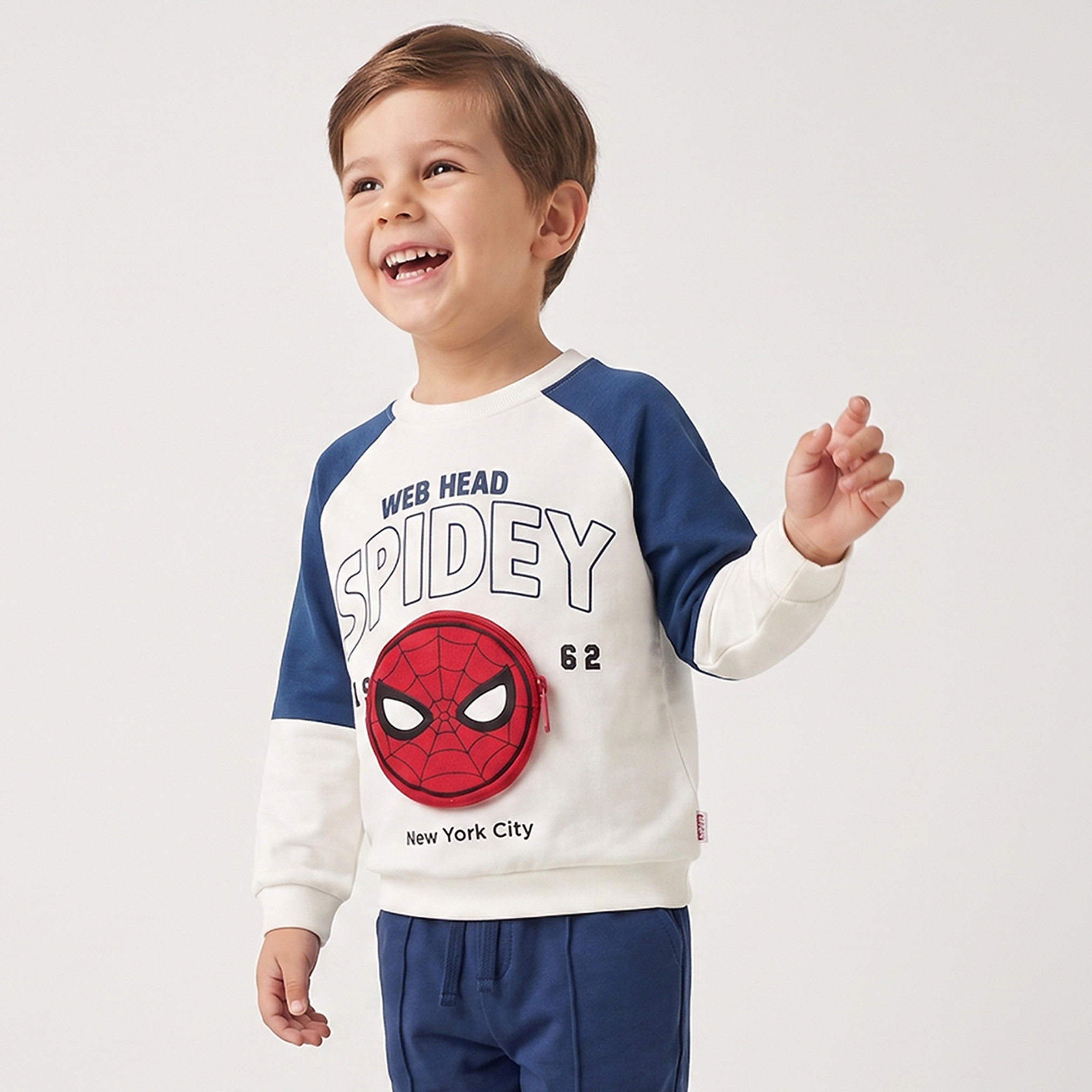 Spider-Man Print Sweatshirt with Long Sleeves-baby-boys-clothing-winterwear-sweatshirts-image-1