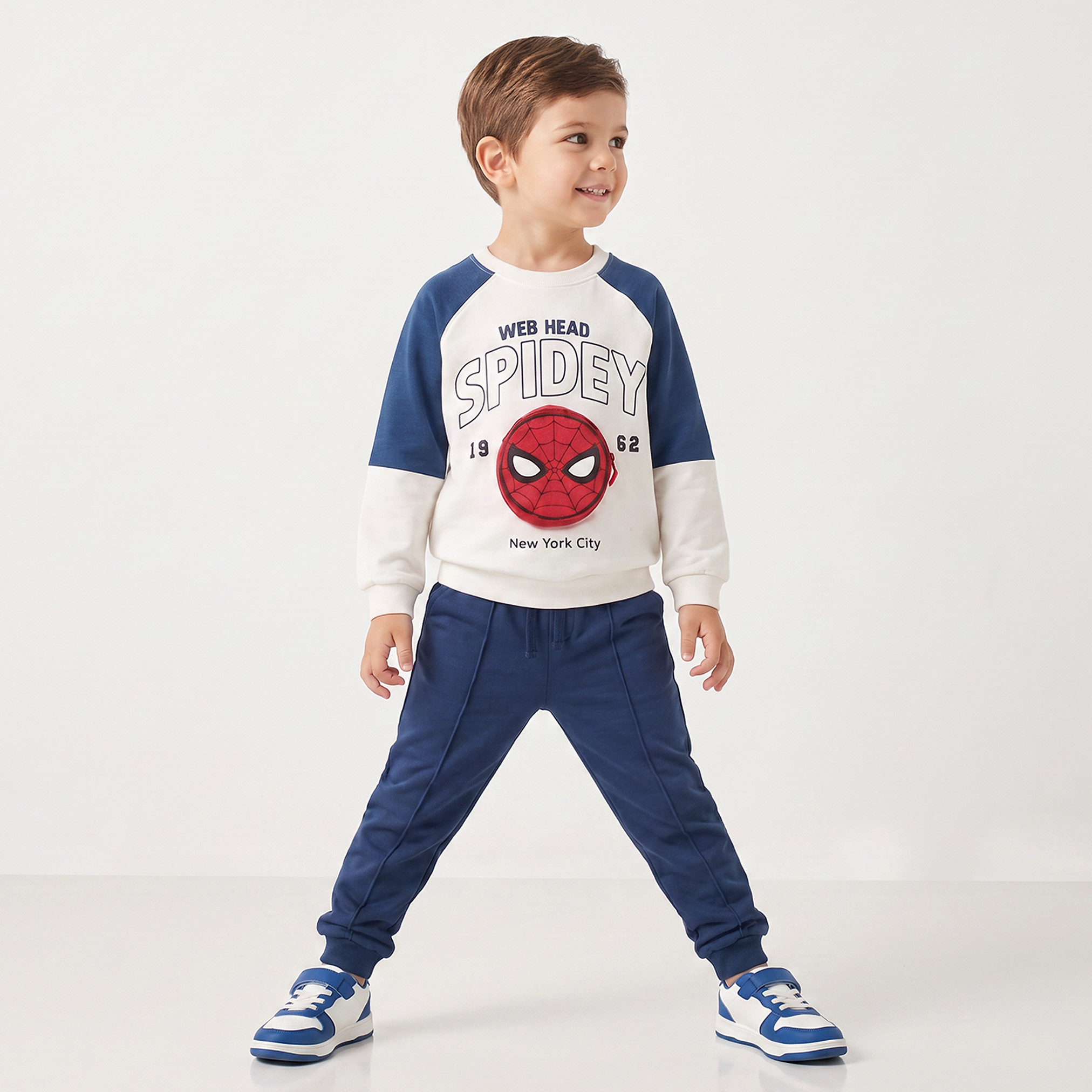 Spider-Man Print Sweatshirt with Long Sleeves-baby-boys-clothing-winterwear-sweatshirts-image-2