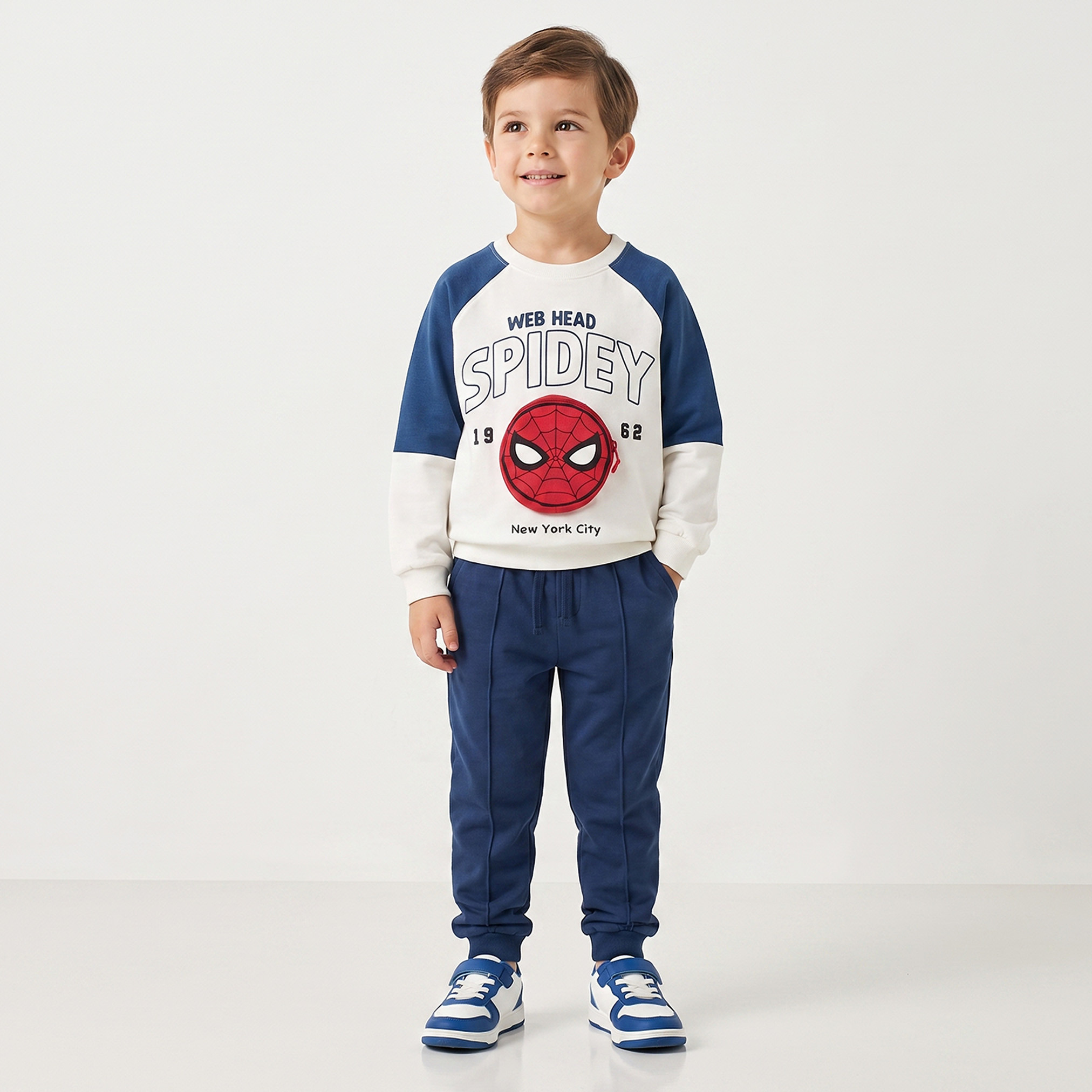 Spider-Man Print Sweatshirt with Long Sleeves-baby-boys-clothing-winterwear-sweatshirts-image-5