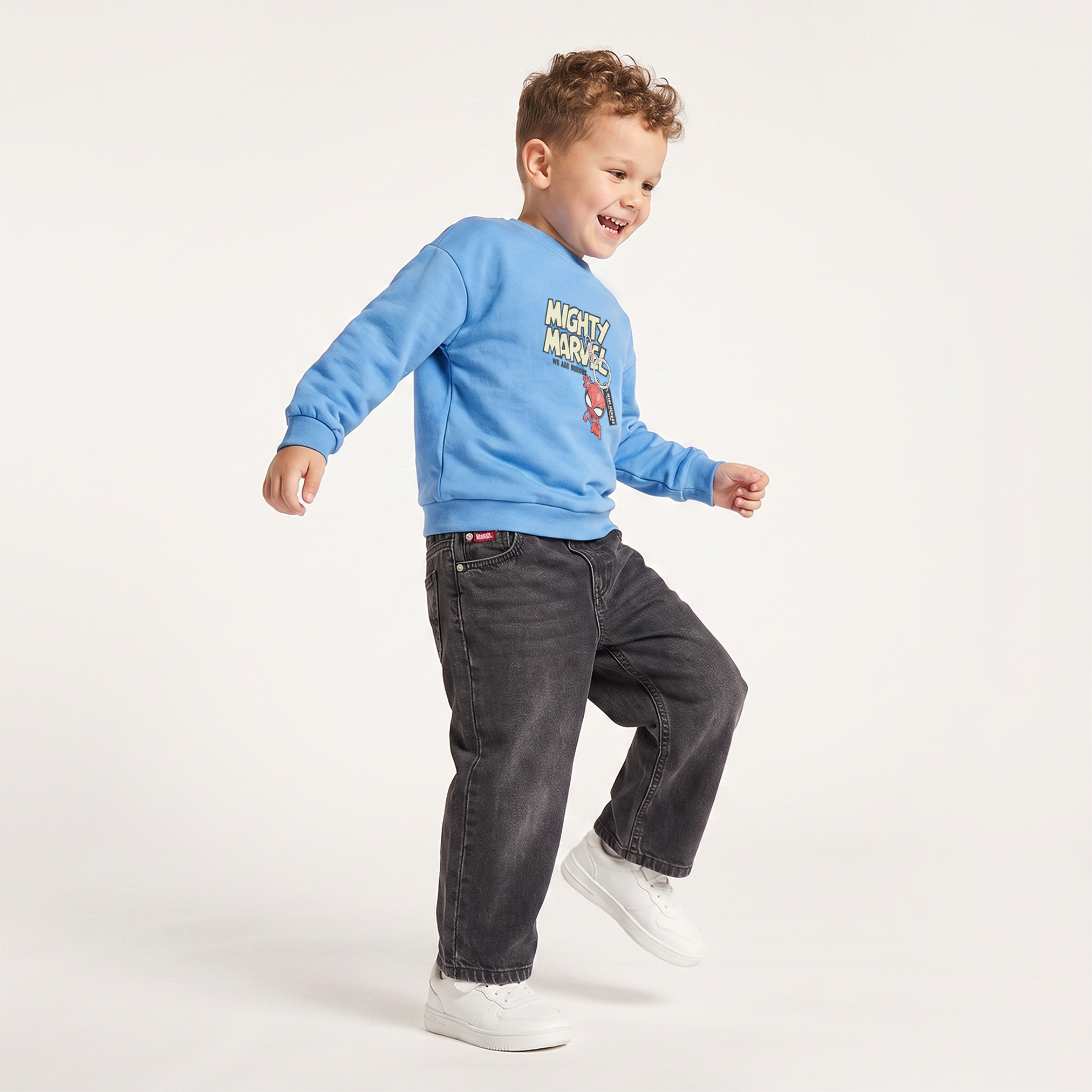 Avengers Print Sweatshirt with Long Sleeves-baby-boys-clothing-winterwear-sweatshirts-image-3