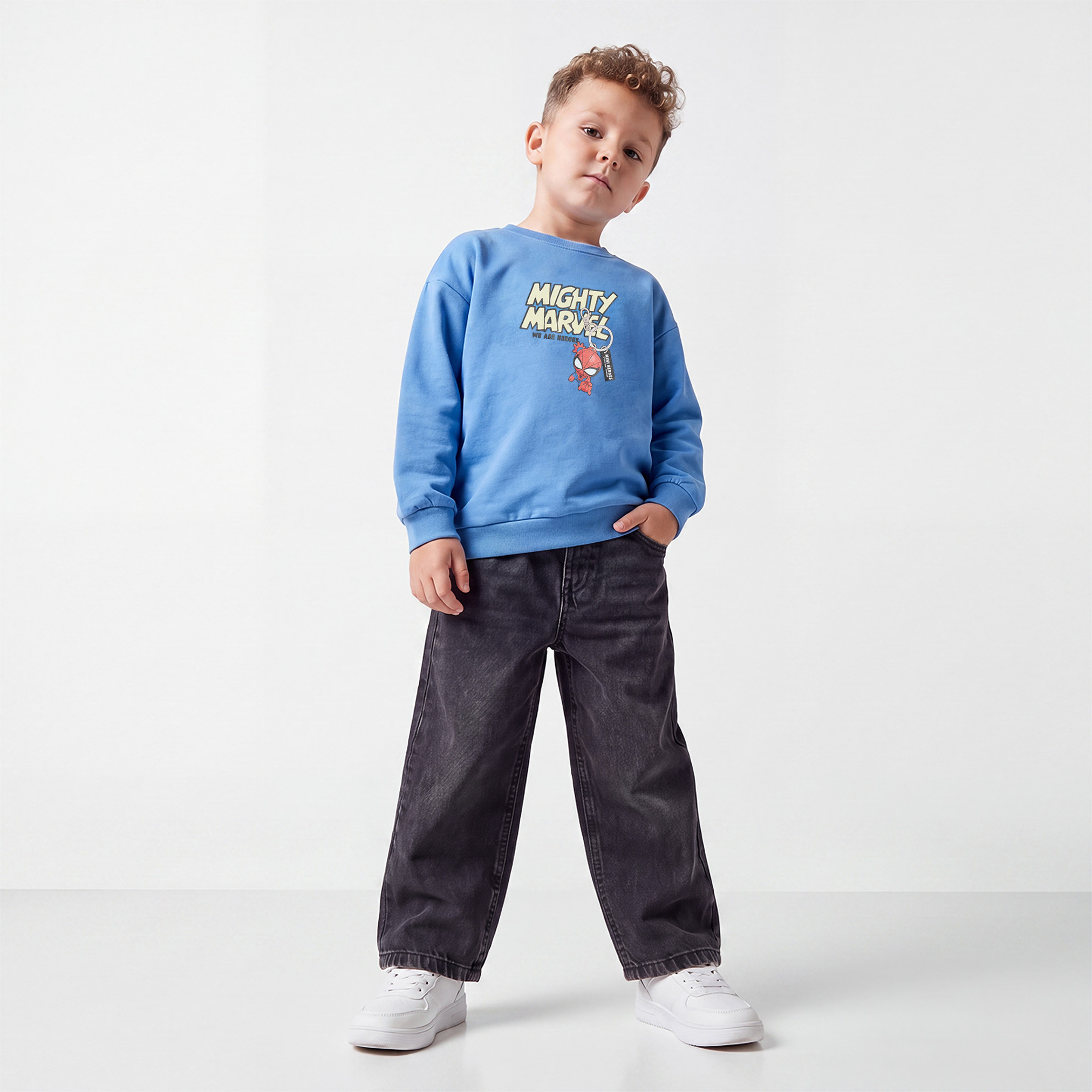 Avengers Print Sweatshirt with Long Sleeves-baby-boys-clothing-winterwear-sweatshirts-image-6