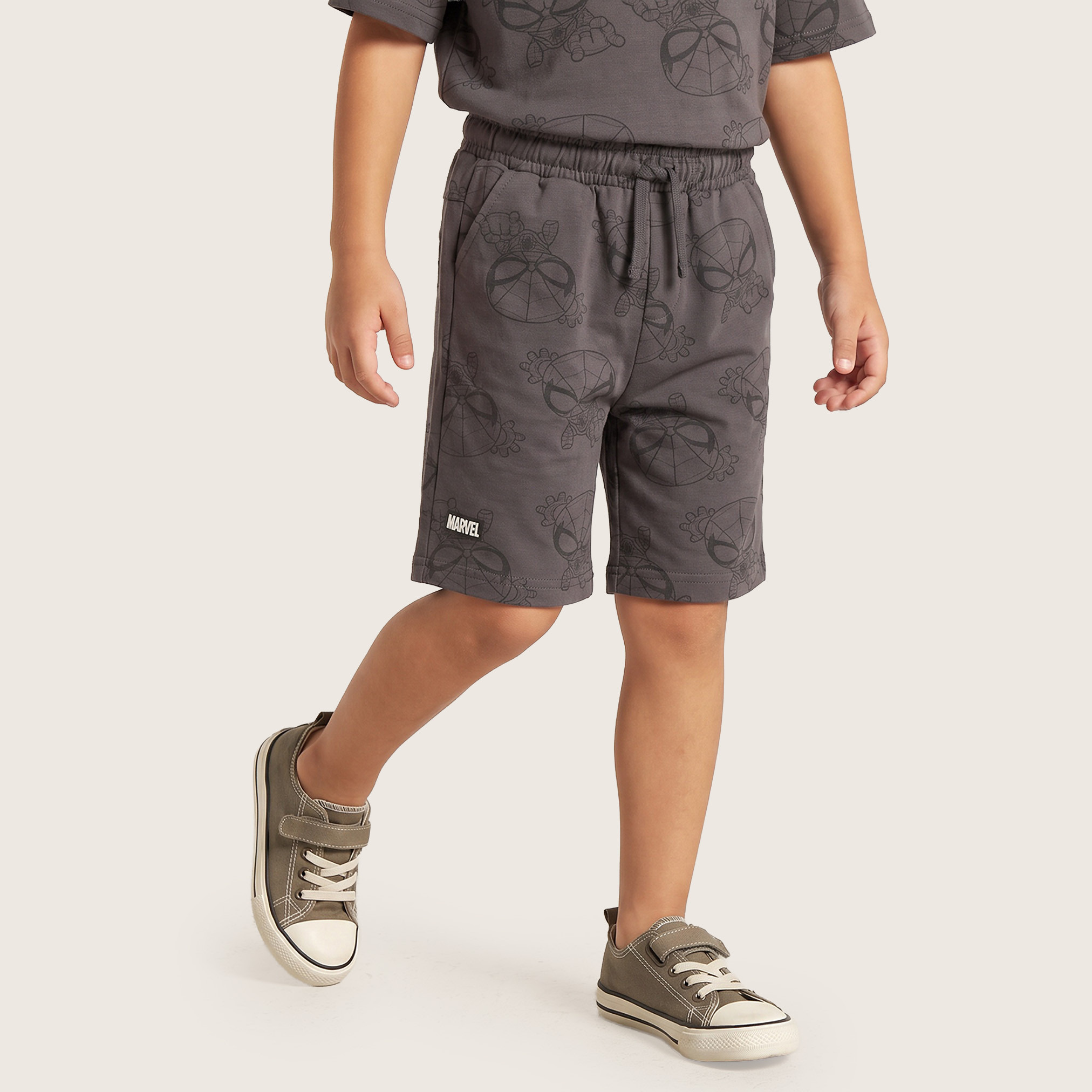 Crew Neck Short Sleeves T-shirt and Shorts Set with Spider-Man Print-boys-clothing-setsandcoords-image-4