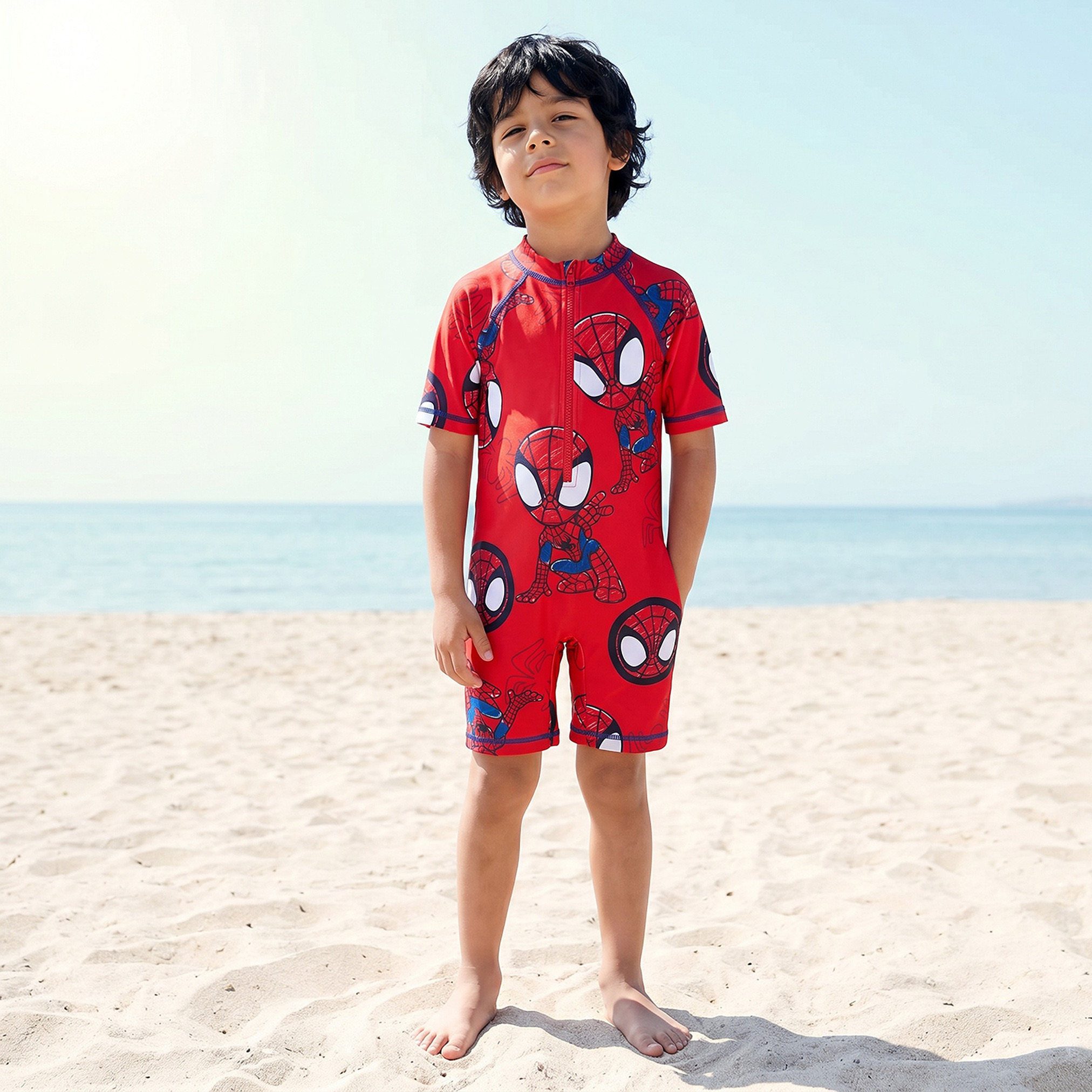 بدلة سباحة بطبعات سبايدرمان للأولاد-baby-boys-clothing-swimwear-image-1