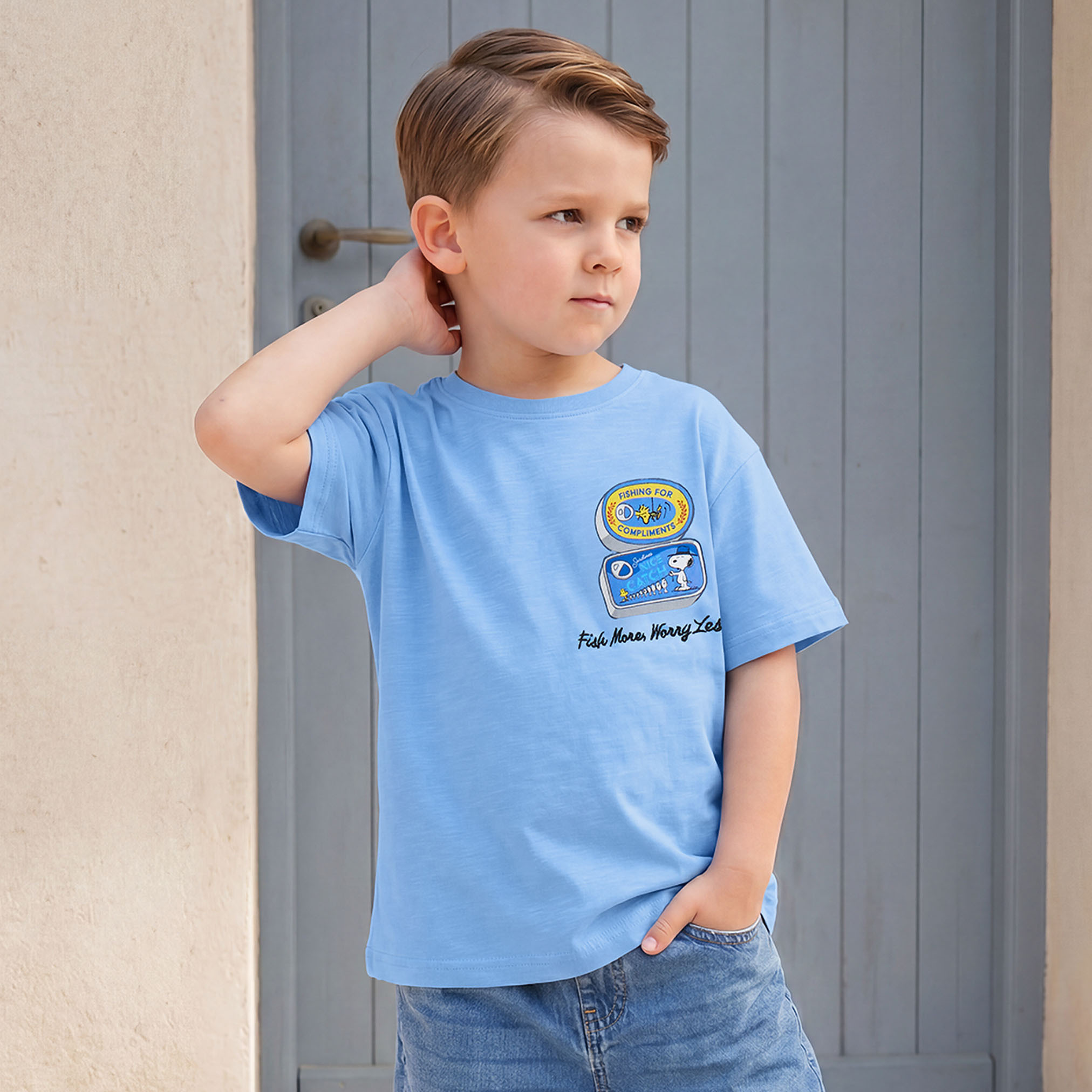 Crew Neck Short Sleeves T-shirt with Peanuts Print-boys-clothing-tshirtsandpolos-image-1