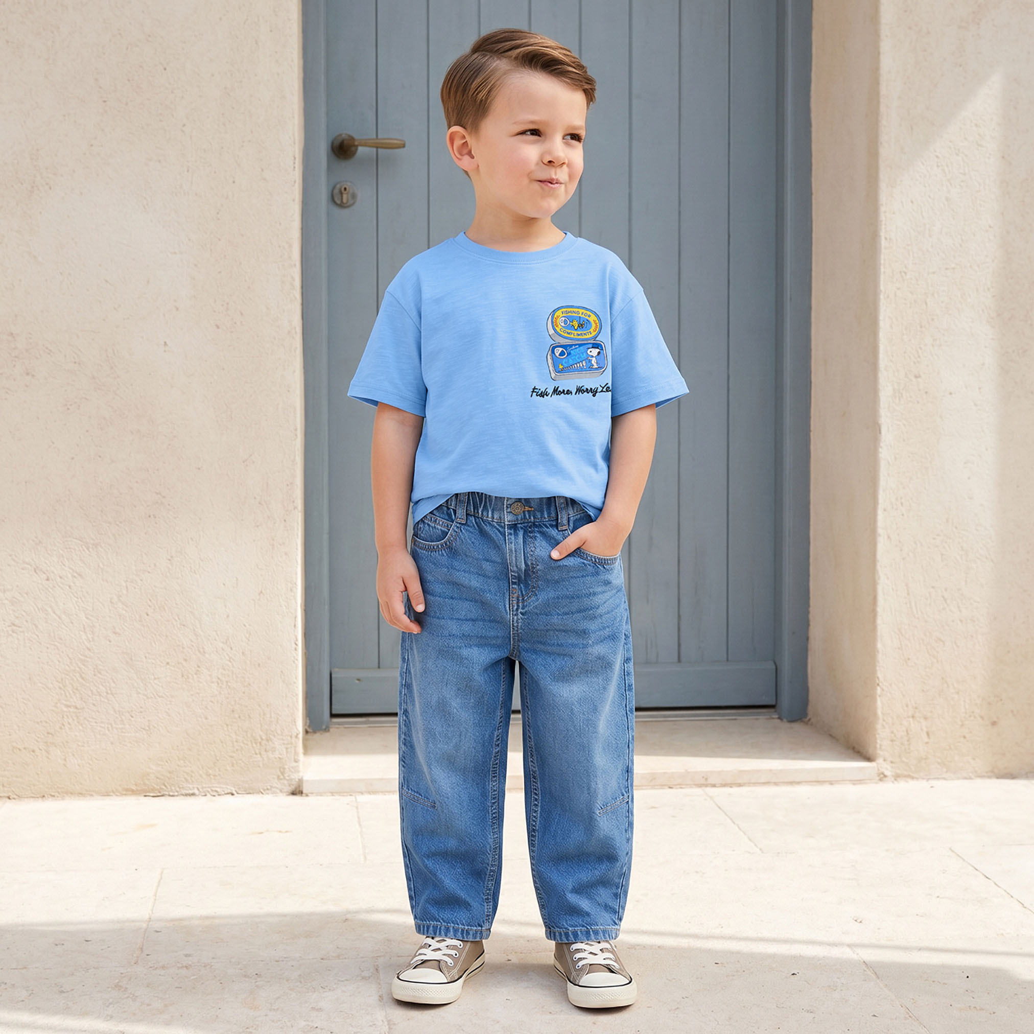 Crew Neck Short Sleeves T-shirt with Peanuts Print-boys-clothing-tshirtsandpolos-image-2