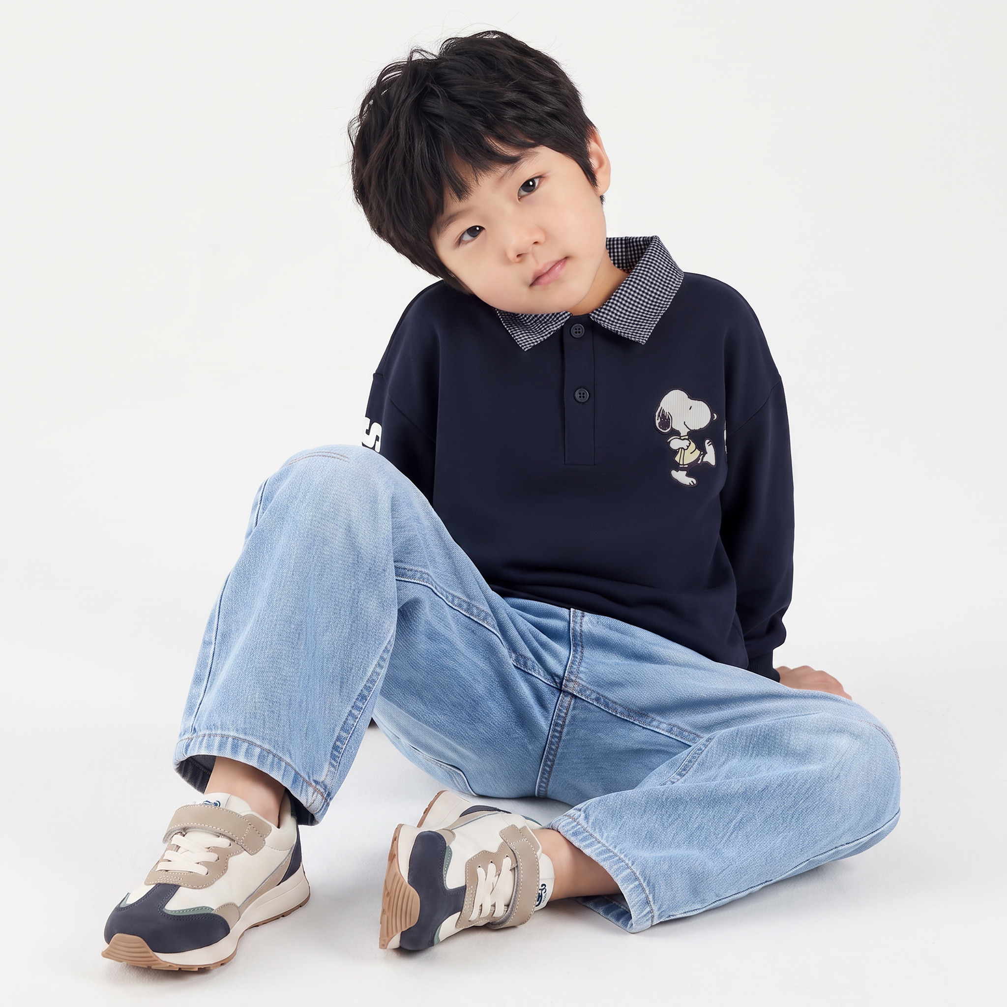 Snoopy Print Collared Sweatshirt with Long Sleeves-baby-boys-clothing-winterwear-sweatshirts-image-5