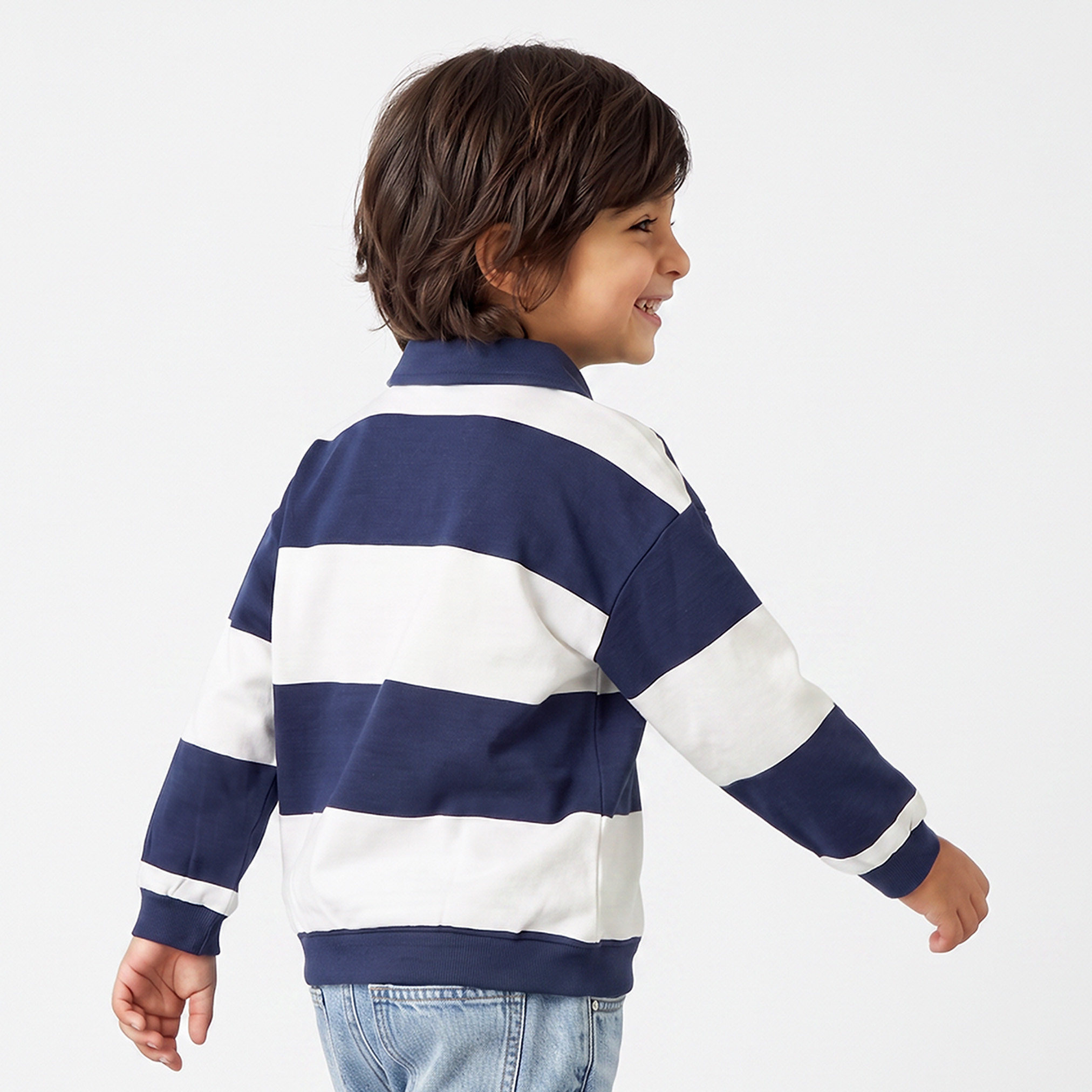 Striped Cotton Sweatshirt with Long Sleeves-baby-boys-clothing-winterwear-sweatshirts-image-2