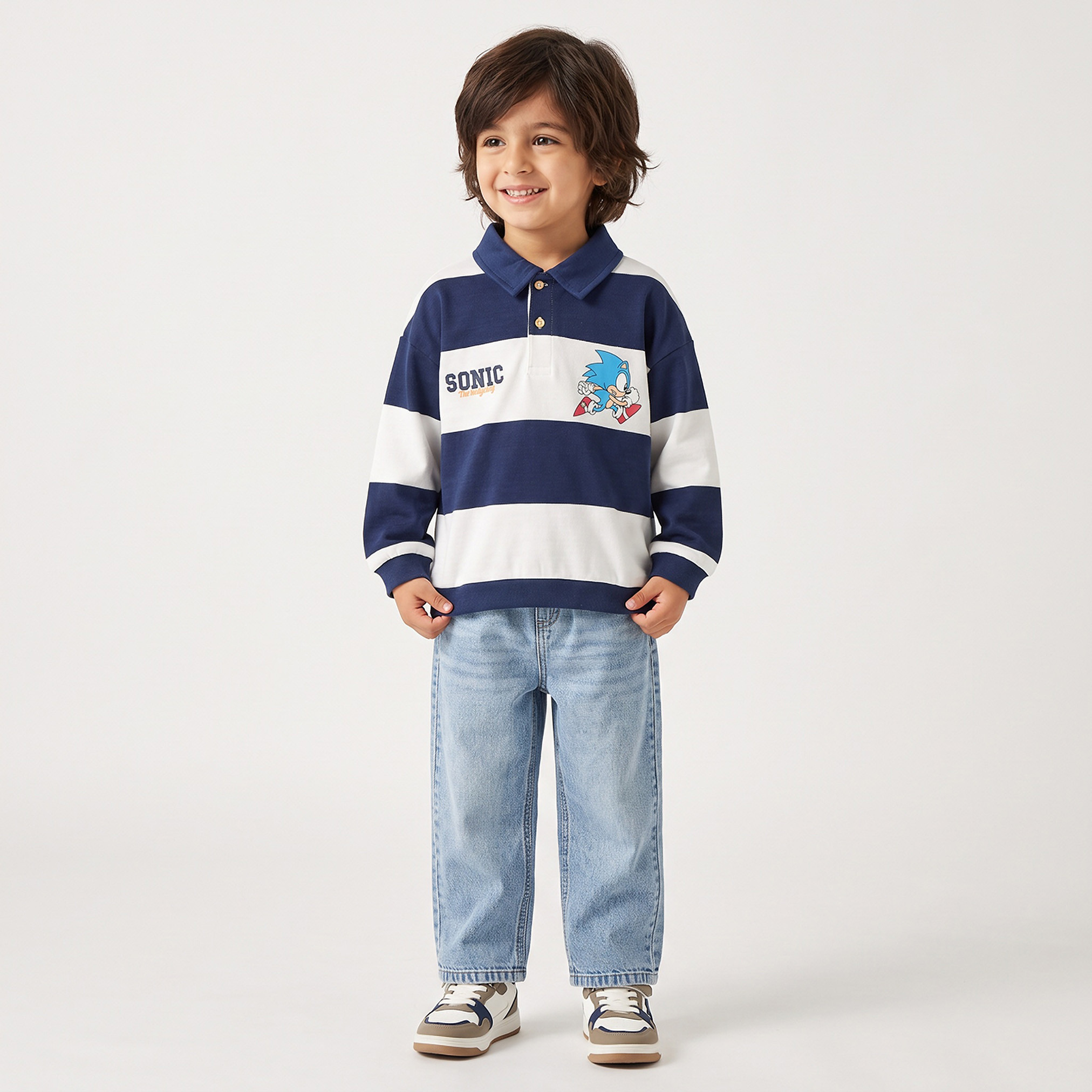 Striped Cotton Sweatshirt with Long Sleeves-baby-boys-clothing-winterwear-sweatshirts-image-3