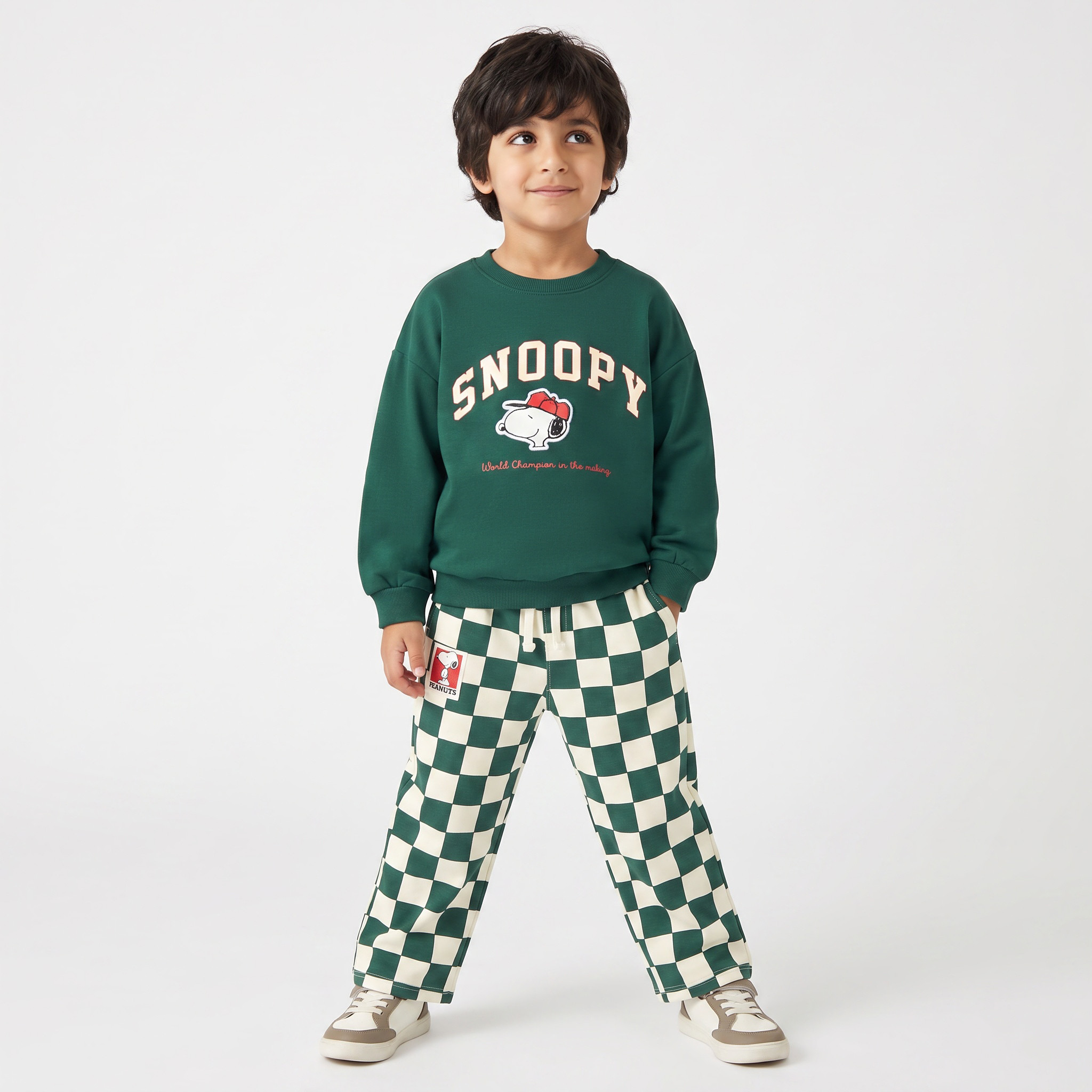 Crew Neck Long Sleeves Sweatshirt and Pants Set with Snoopy Print-boys-clothing-setsandcoords-image-1