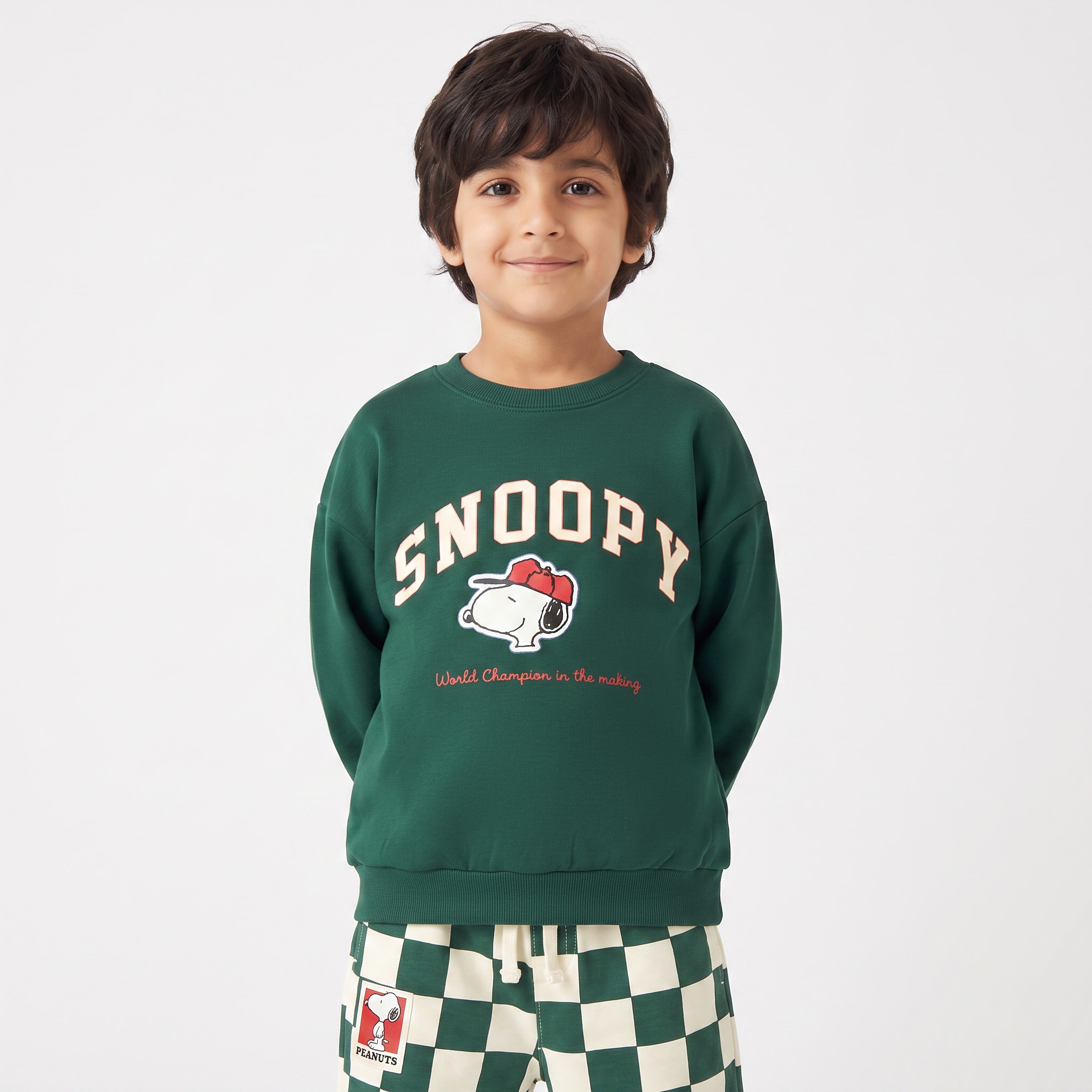 Crew Neck Long Sleeves Sweatshirt and Pants Set with Snoopy Print-boys-clothing-setsandcoords-image-2