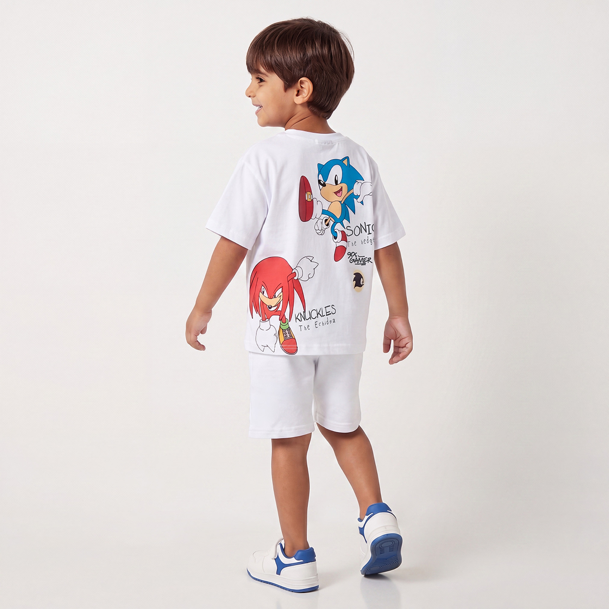 Crew Neck Short Sleeves T-shirt and Shorts Set with Sonic the Hedgehog Print-boys-clothing-setsandcoords-image-2