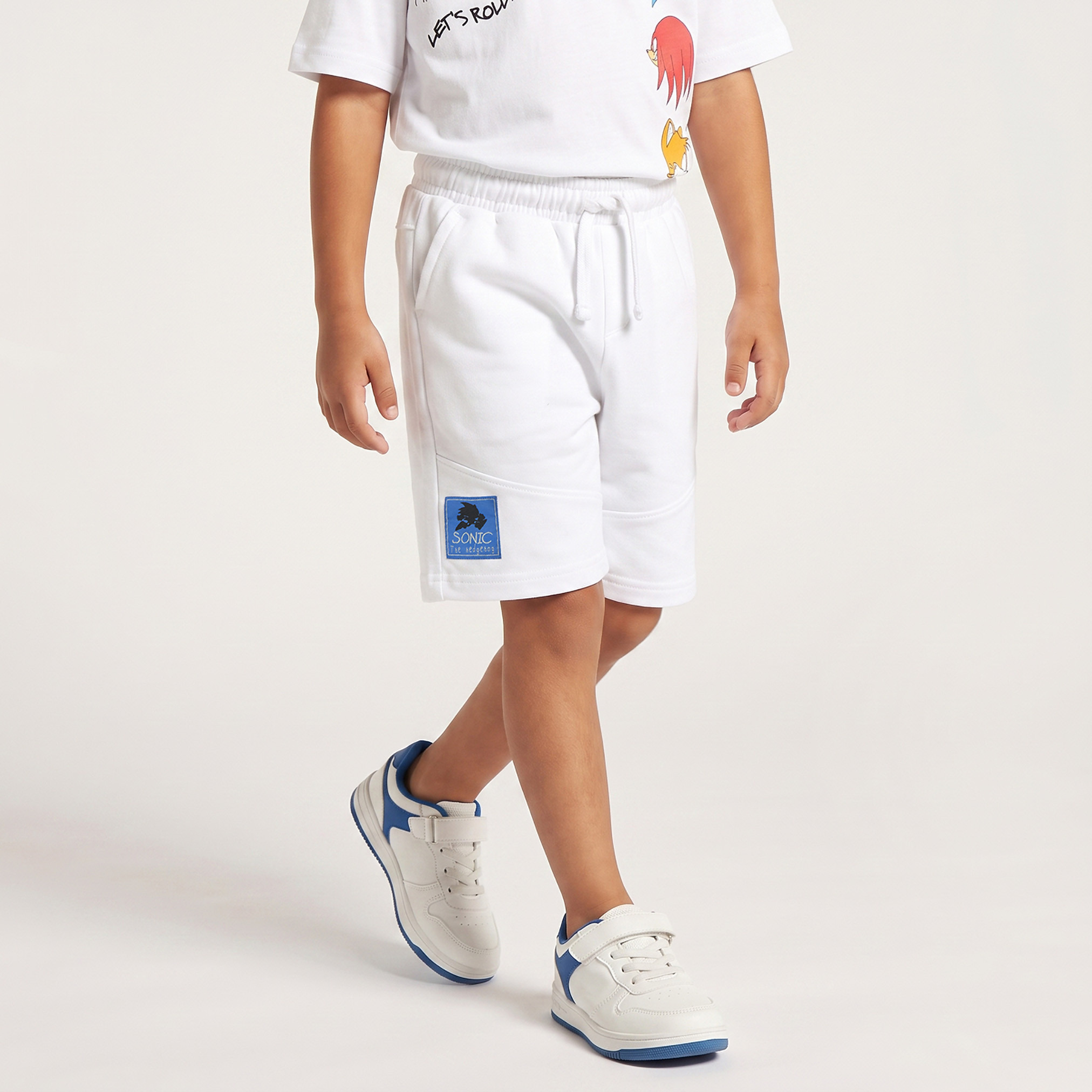 Crew Neck Short Sleeves T-shirt and Shorts Set with Sonic the Hedgehog Print-boys-clothing-setsandcoords-image-4