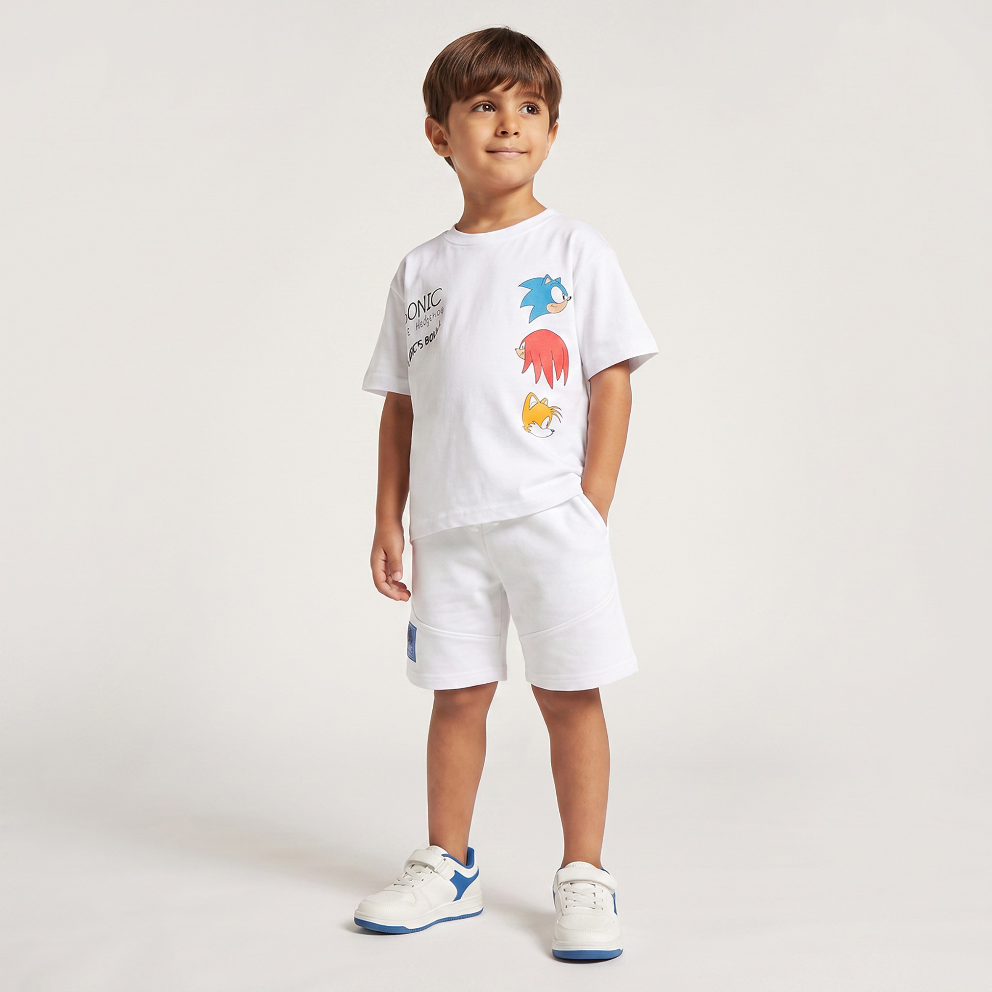 Crew Neck Short Sleeves T-shirt and Shorts Set with Sonic the Hedgehog Print-boys-clothing-setsandcoords-image-5