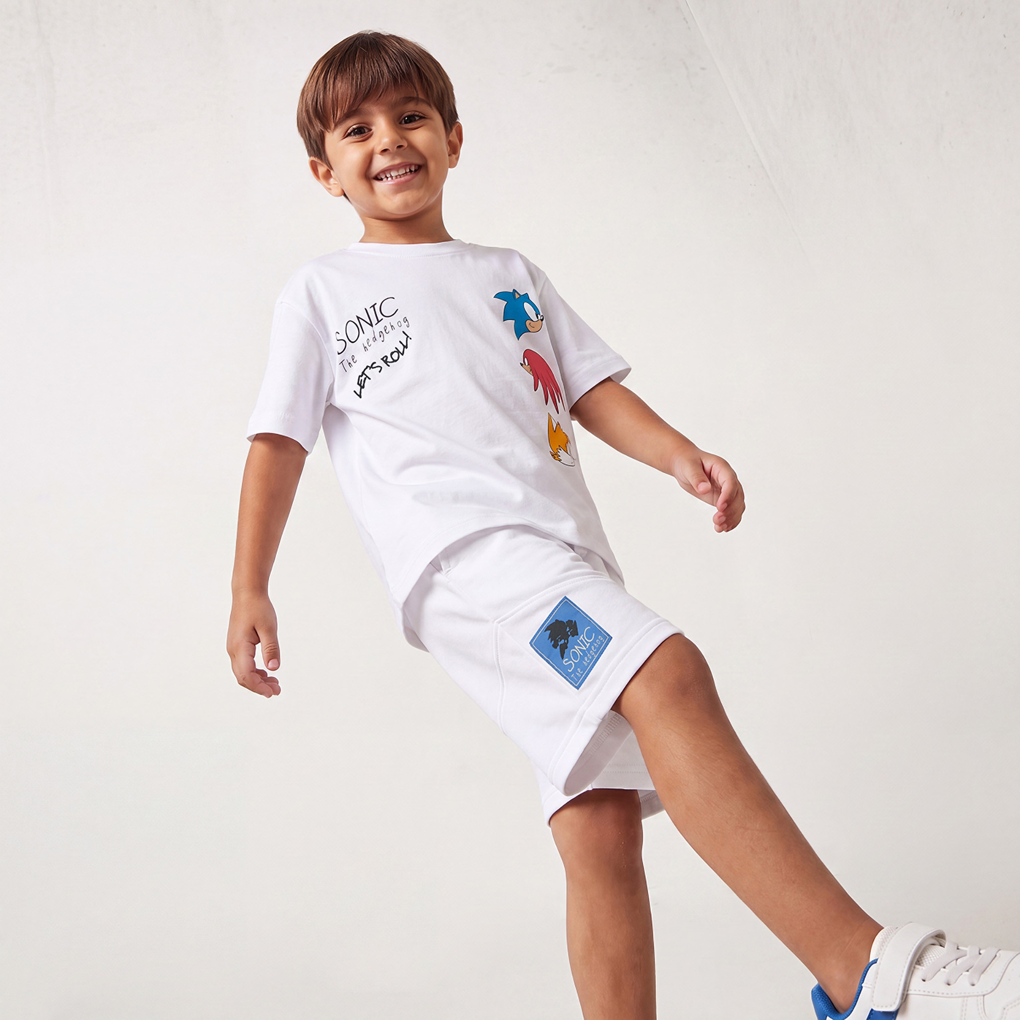 Crew Neck Short Sleeves T-shirt and Shorts Set with Sonic the Hedgehog Print-boys-clothing-setsandcoords-image-6