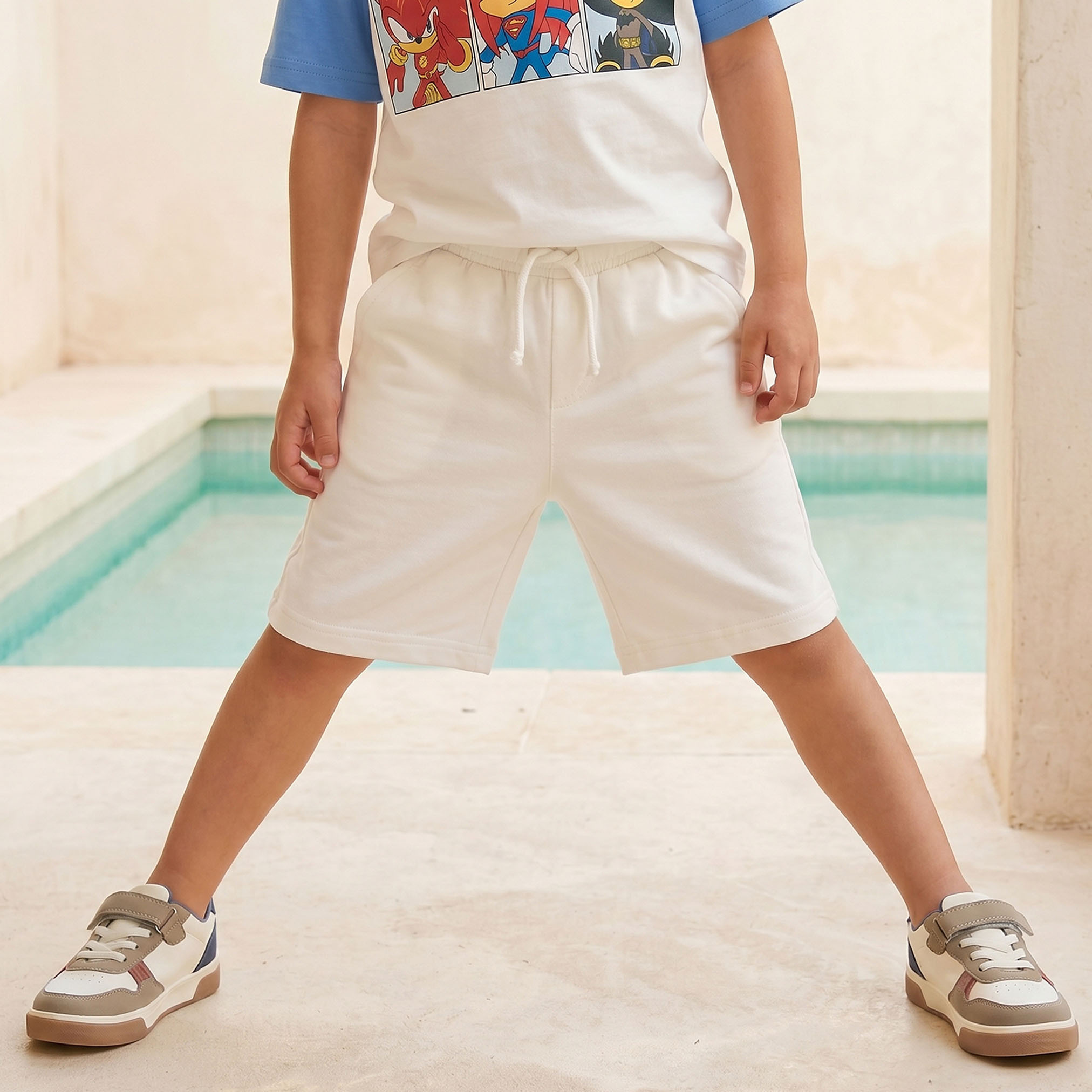 Crew Neck Short Sleeves T-shirt and Shorts Set with Sonic the Hedgehog Print-boys-clothing-setsandcoords-image-3