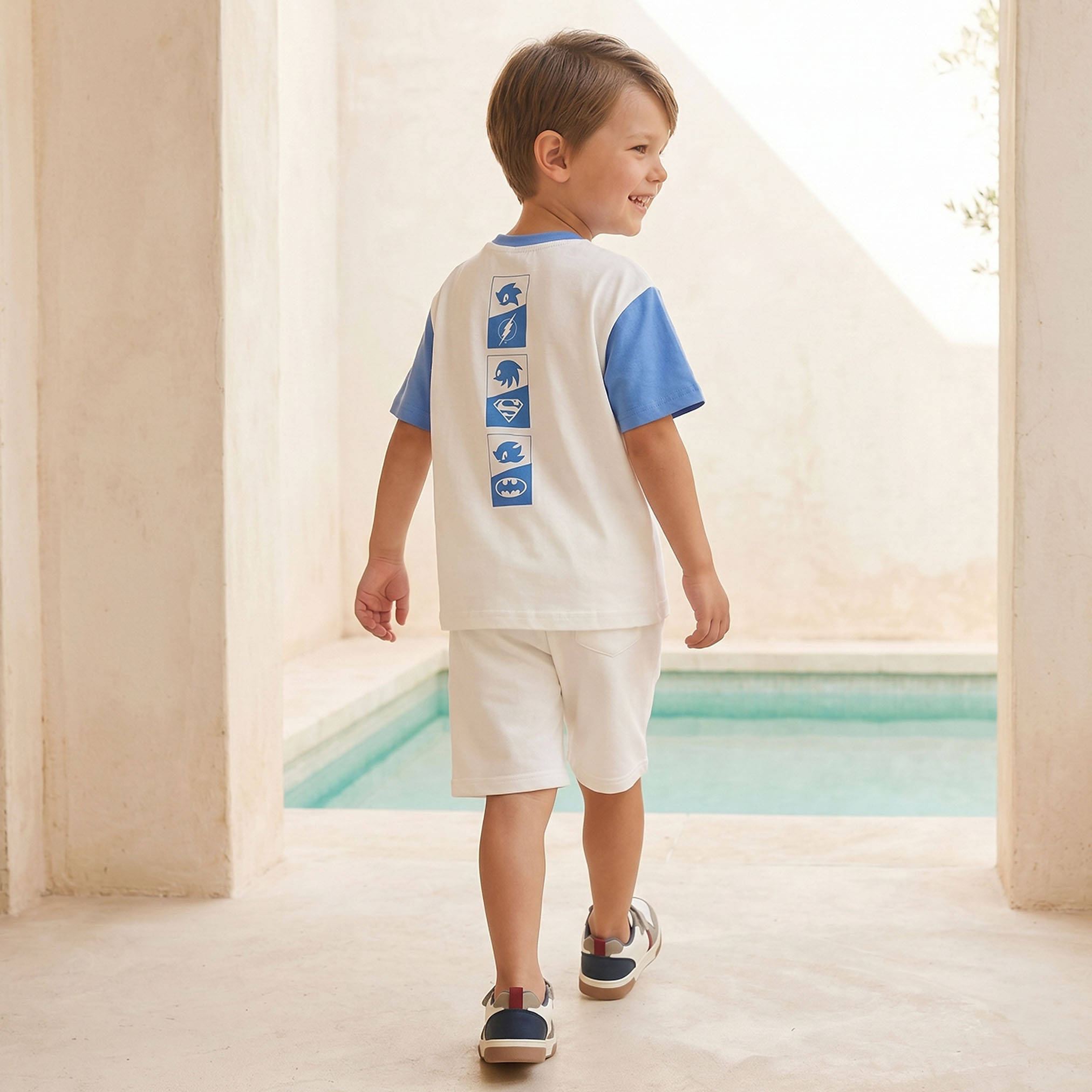 Crew Neck Short Sleeves T-shirt and Shorts Set with Sonic the Hedgehog Print-boys-clothing-setsandcoords-image-4