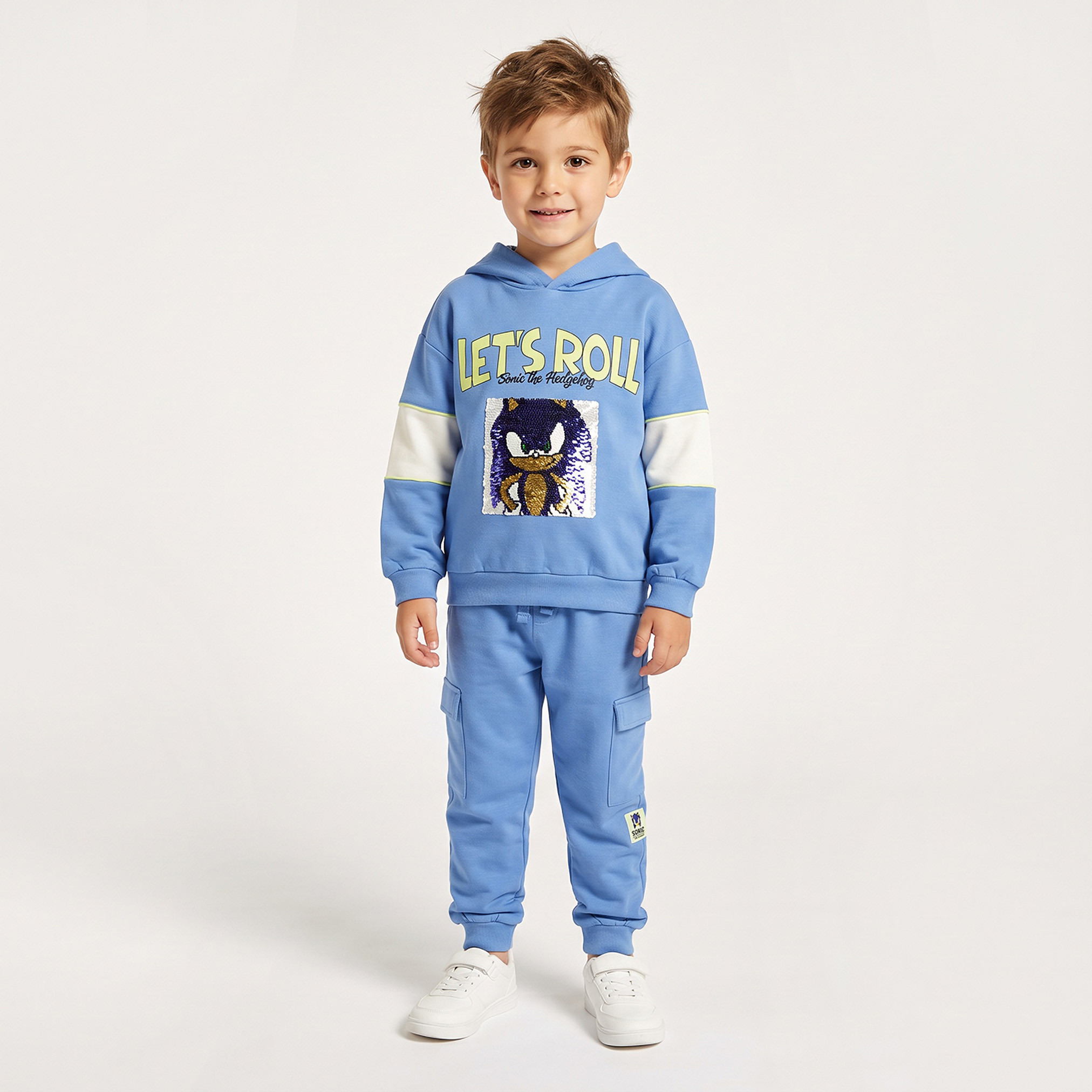 Hooded Long Sleeves Sweatshirt and Joggers Set with Sonic Print-boys-clothing-setsandcoords-image-1