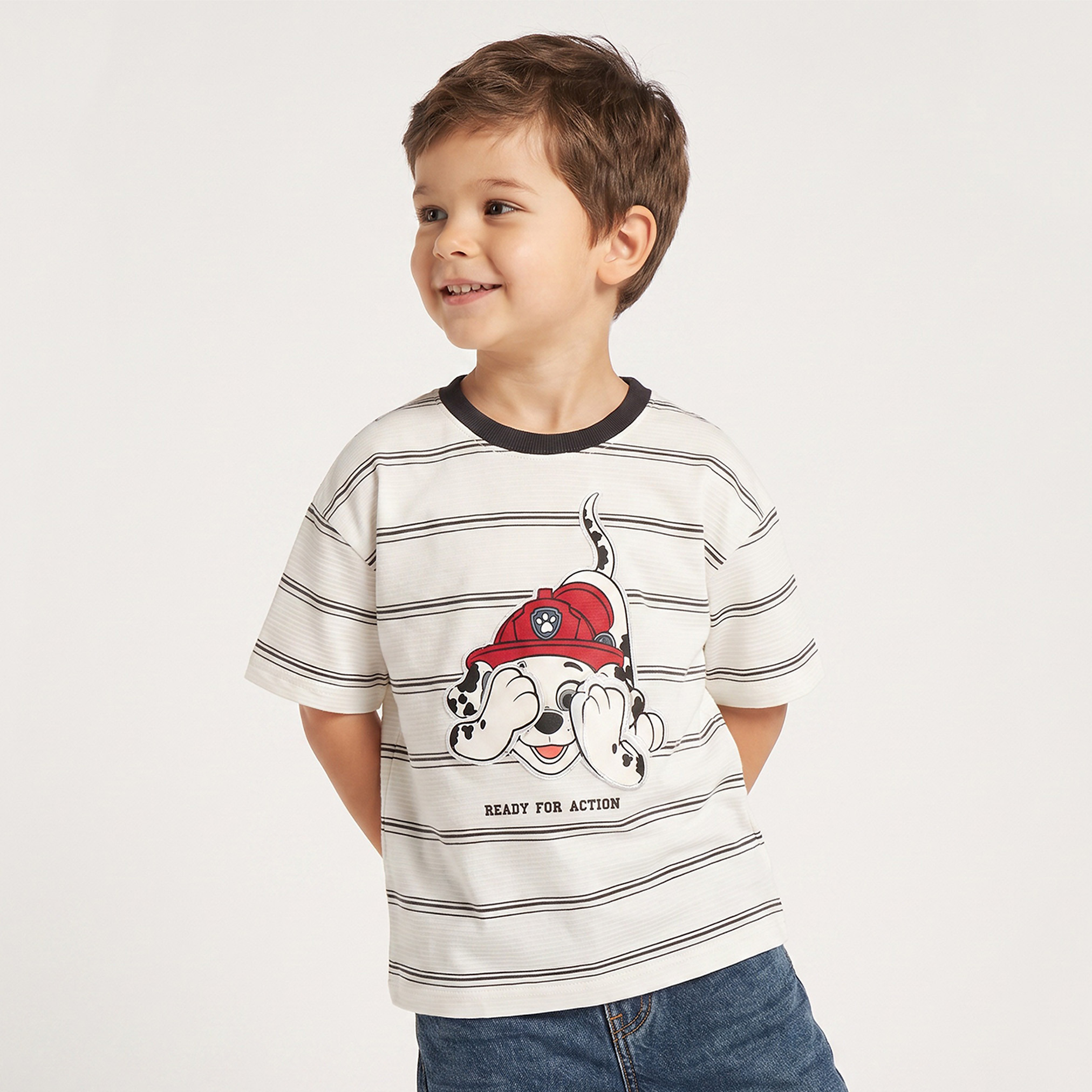 Crew Neck Short Sleeves T-shirt with Marshall Print-boys-clothing-tshirtsandpolos-image-1