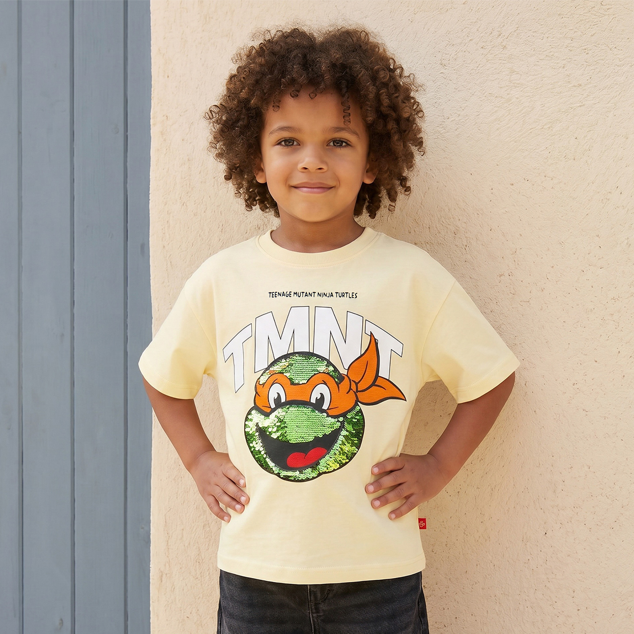 تيشيرت بياقة ضيقة وأكمام قصيرة وطبعات سلاحف النينجا-boys-clothing-tshirtsandpolos-image-1