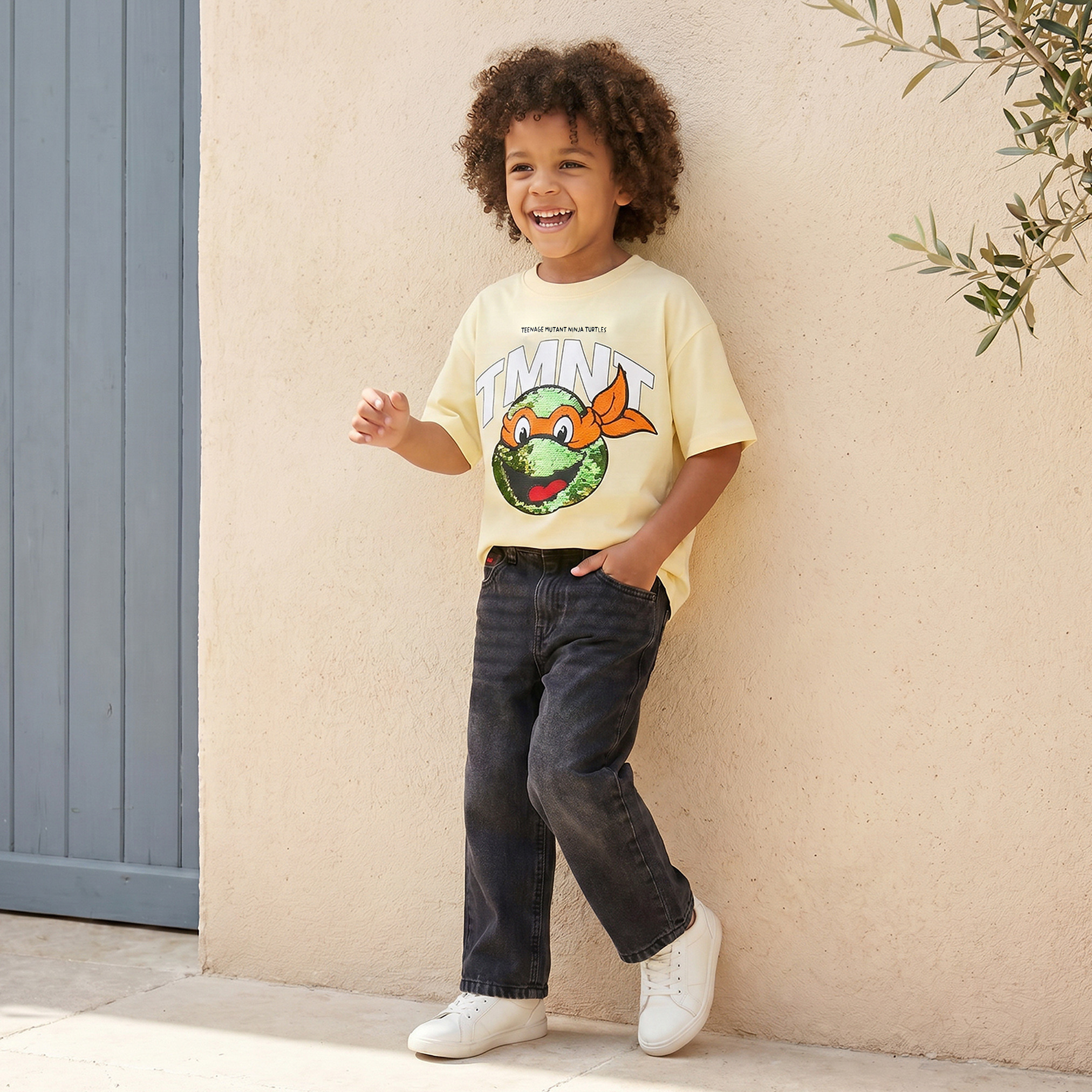 تيشيرت بياقة ضيقة وأكمام قصيرة وطبعات سلاحف النينجا-boys-clothing-tshirtsandpolos-image-2