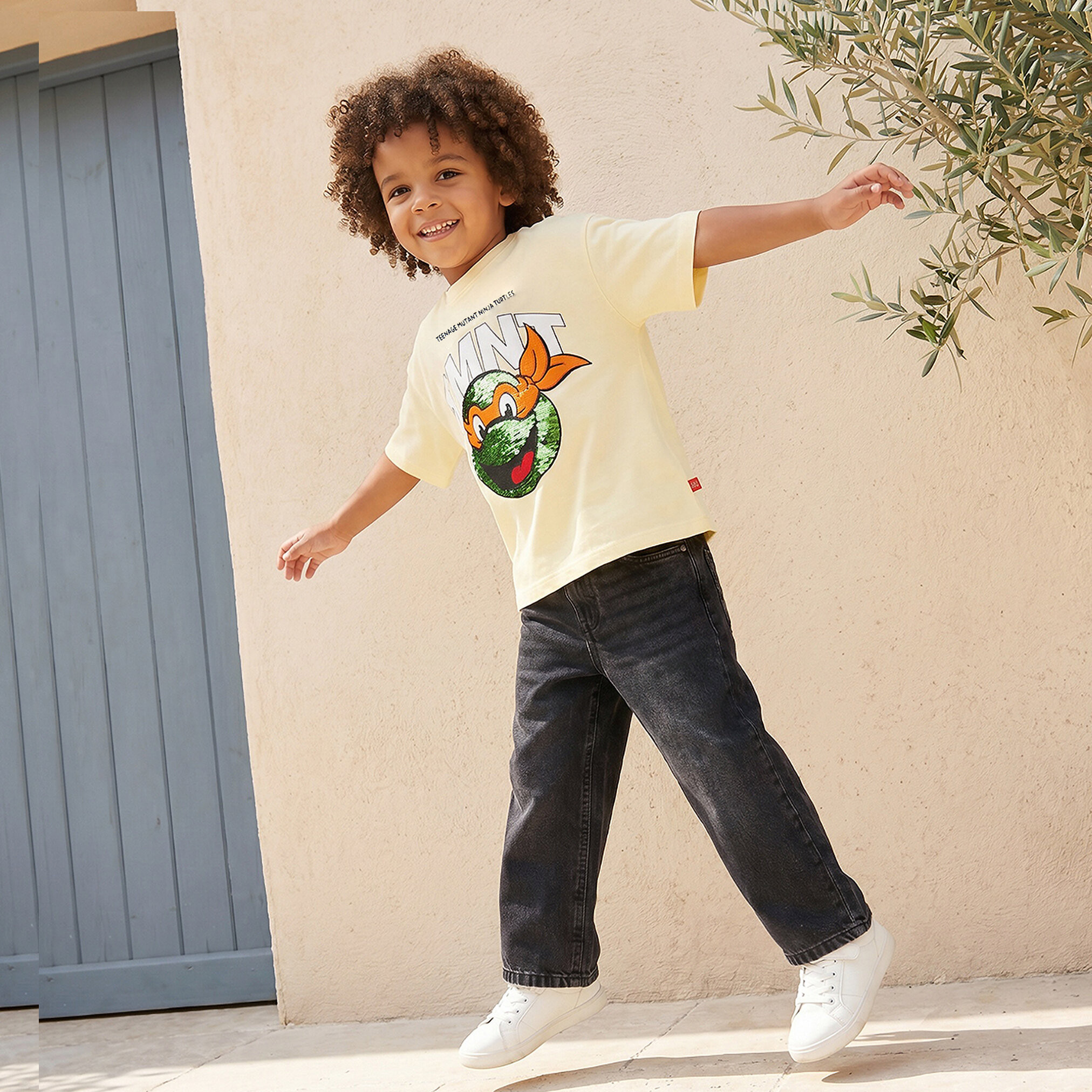 تيشيرت بياقة ضيقة وأكمام قصيرة وطبعات سلاحف النينجا-boys-clothing-tshirtsandpolos-image-5