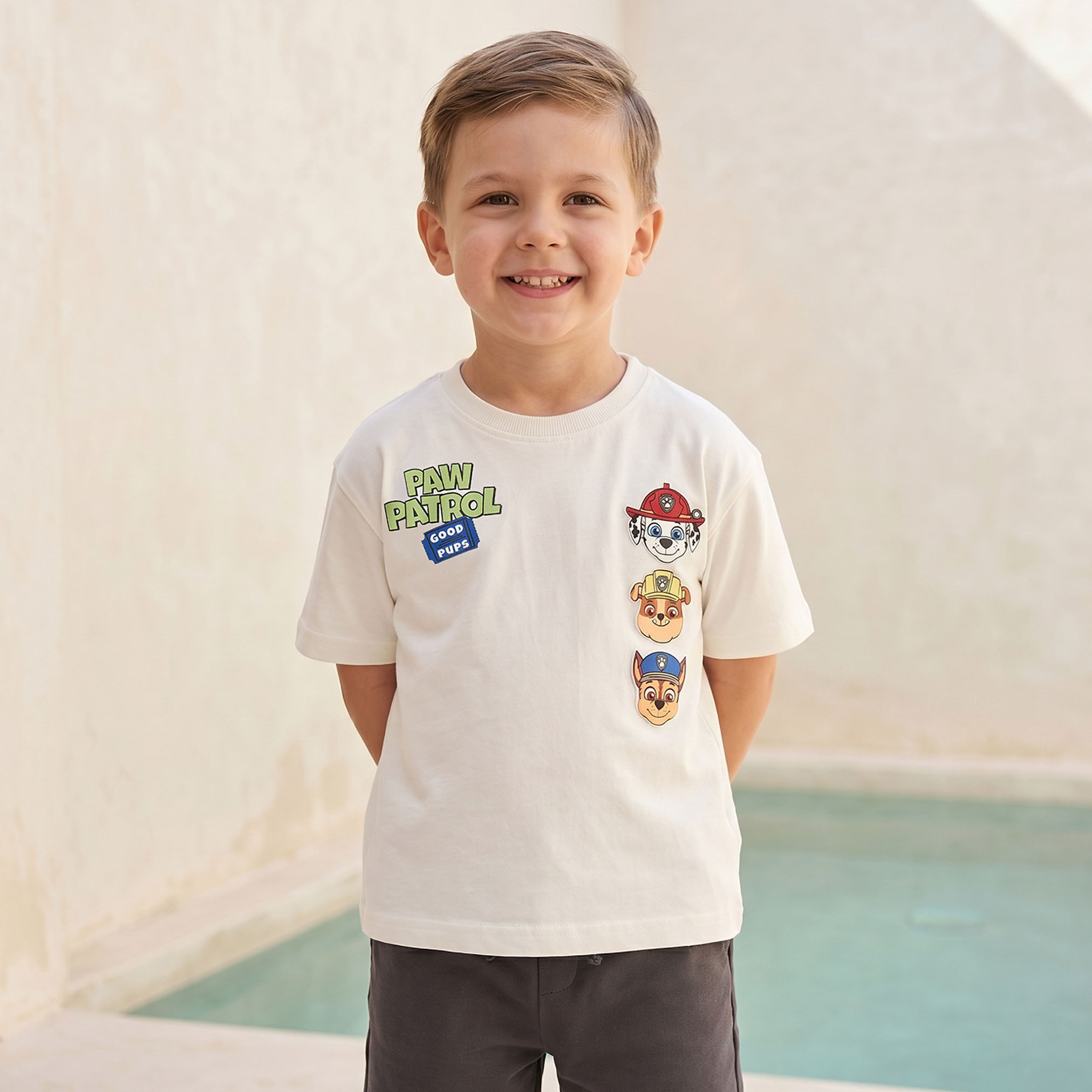 Crew Neck Short Sleeves T-shirt and Shorts Set with PAW Patrol Print-boys-clothing-setsandcoords-image-2