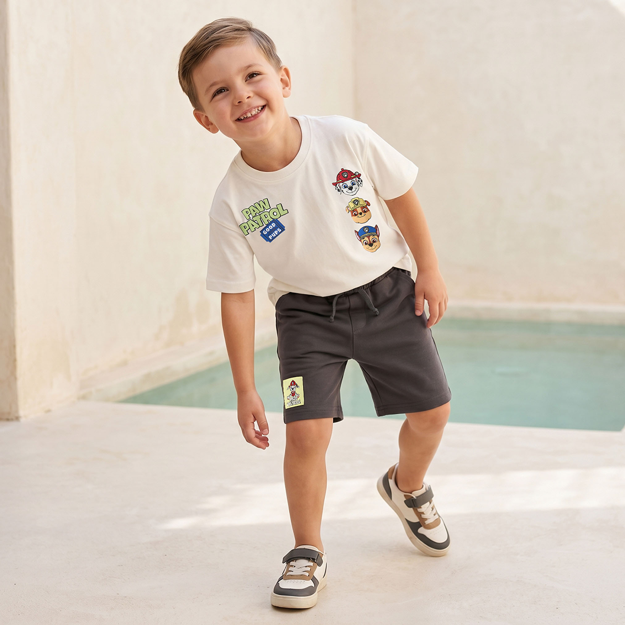 Crew Neck Short Sleeves T-shirt and Shorts Set with PAW Patrol Print-boys-clothing-setsandcoords-image-7