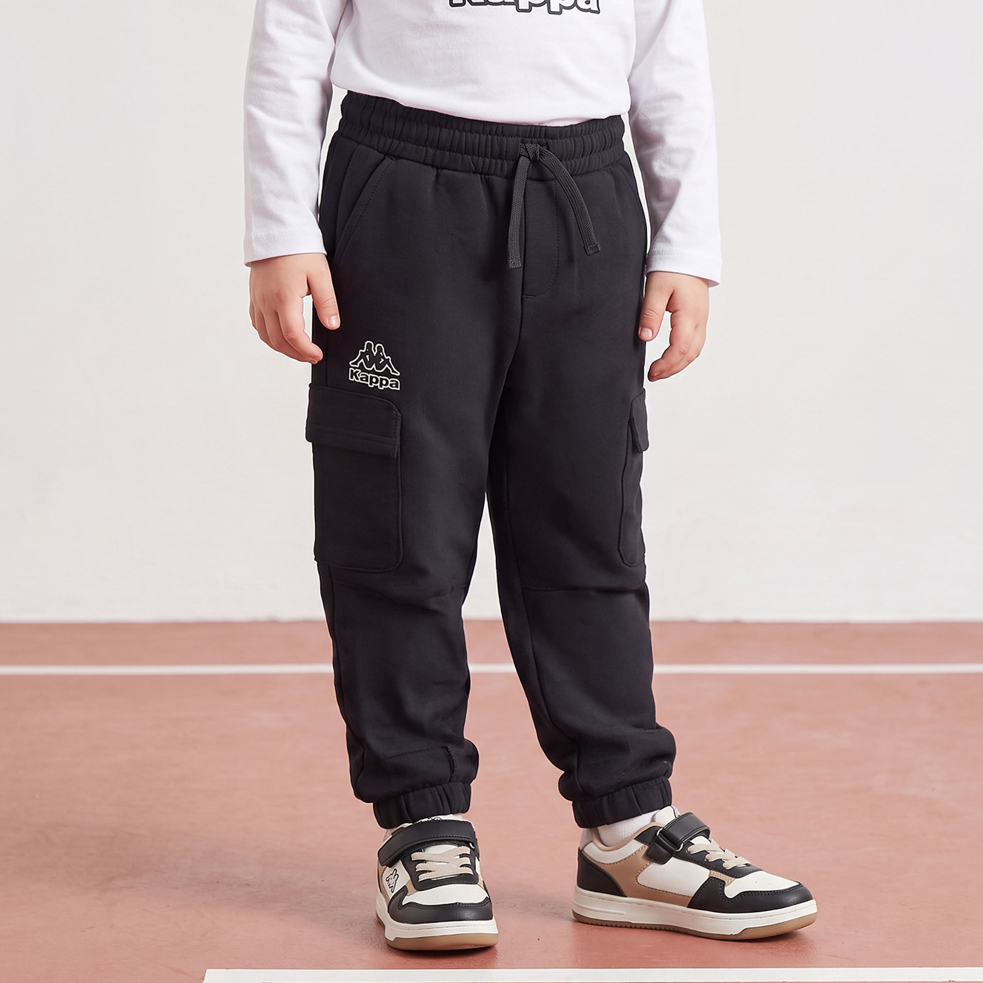 Kappa Drawstring Waist Cargo Joggers with Logo Print-boys-clothing-bottoms-joggersandtrackpants-image-1