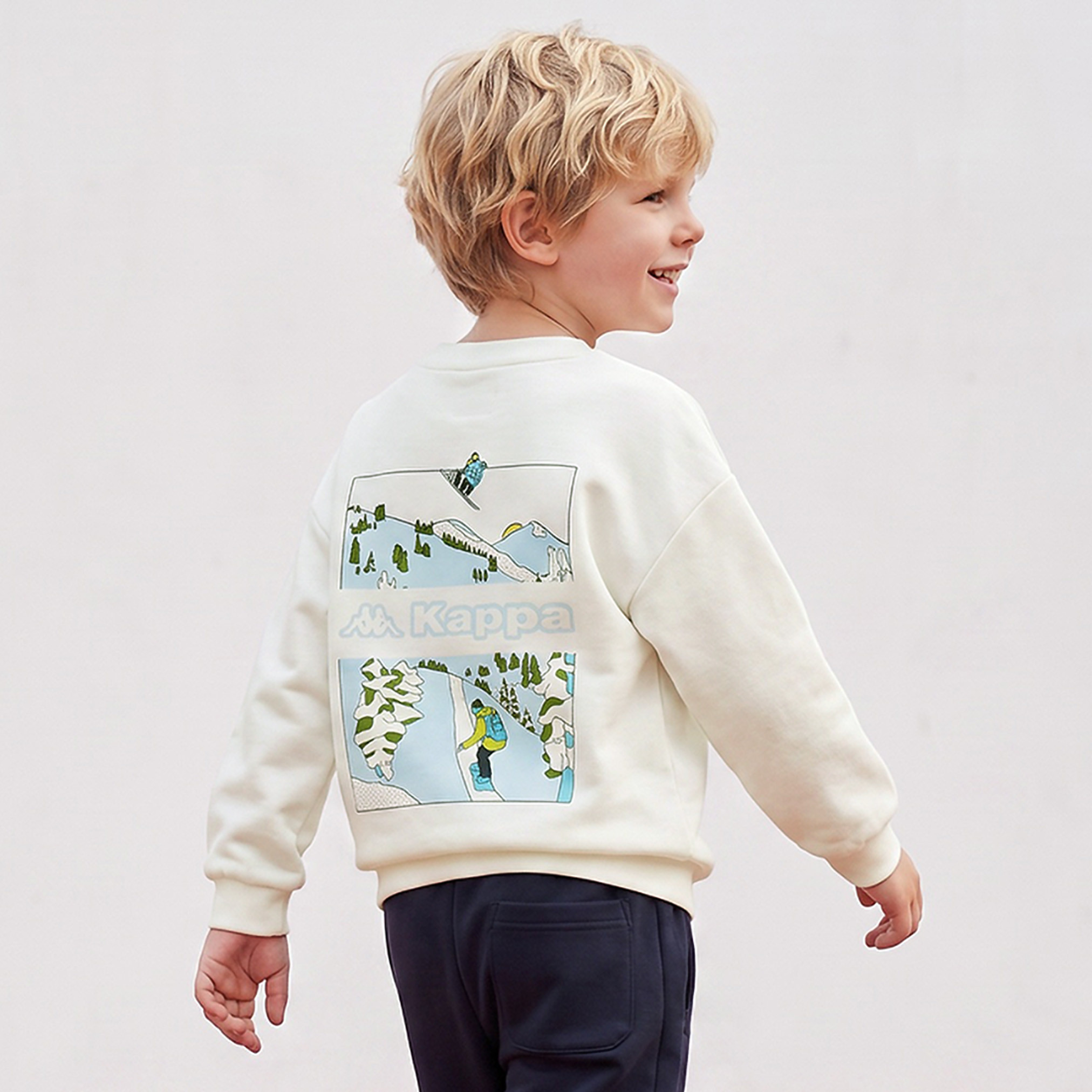 Kappa Mountain Print Sweatshirt with Long Sleeves-baby-boys-clothing-winterwear-sweatshirts-image-2