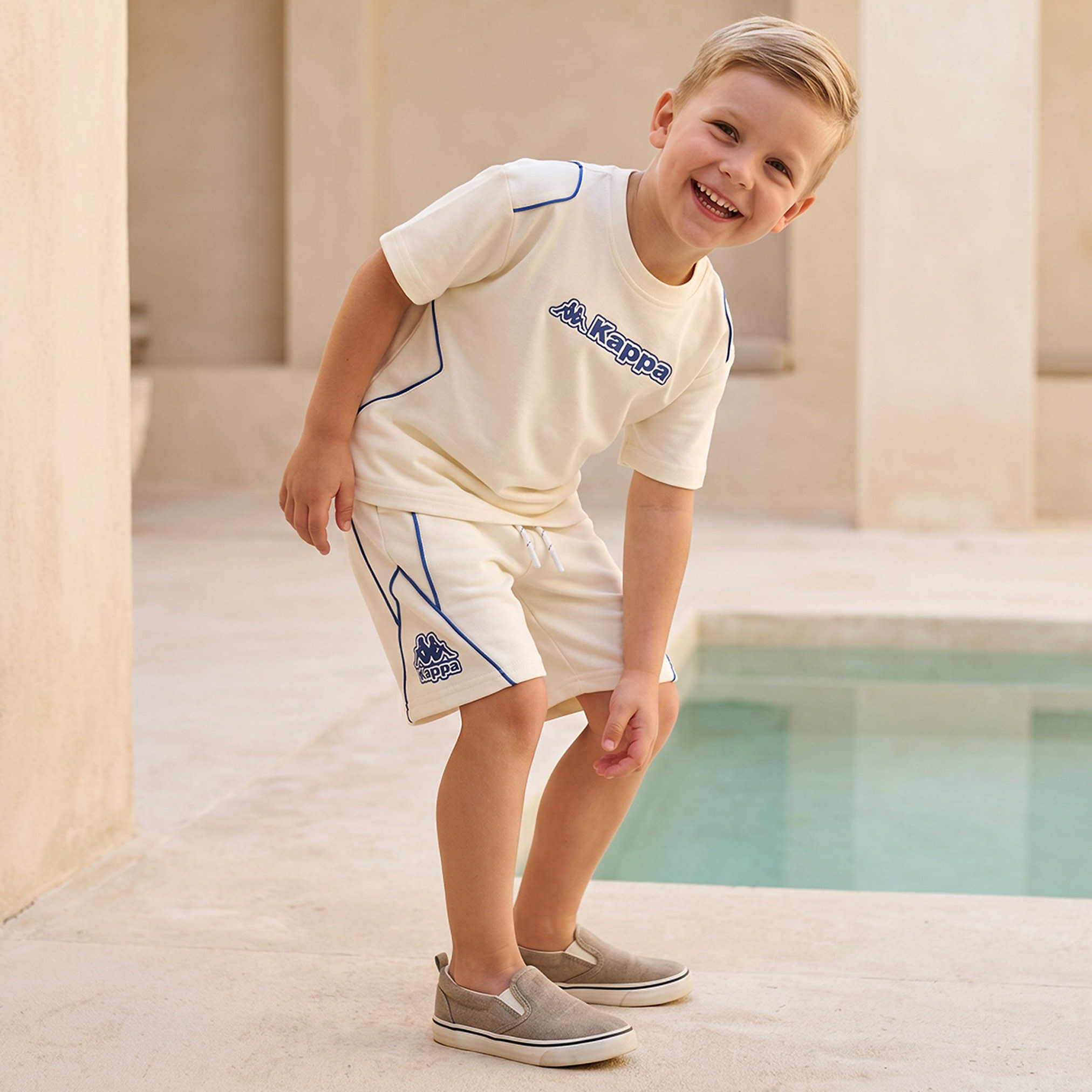 Kappa Crew Neck Short Sleeves T-shirt and Shorts Set with Logo Print-boys-clothing-setsandcoords-image-1