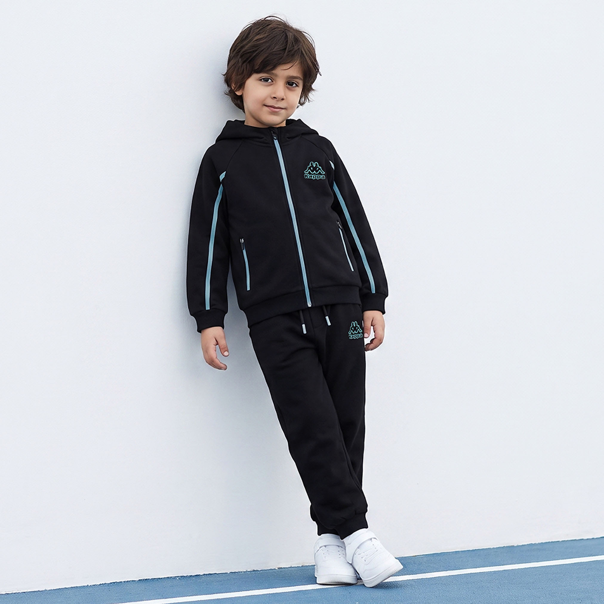 Kappa Hooded Long Sleeves Sweatshirt and Joggers Set with Piping Design-boys-clothing-setsandcoords-image-1