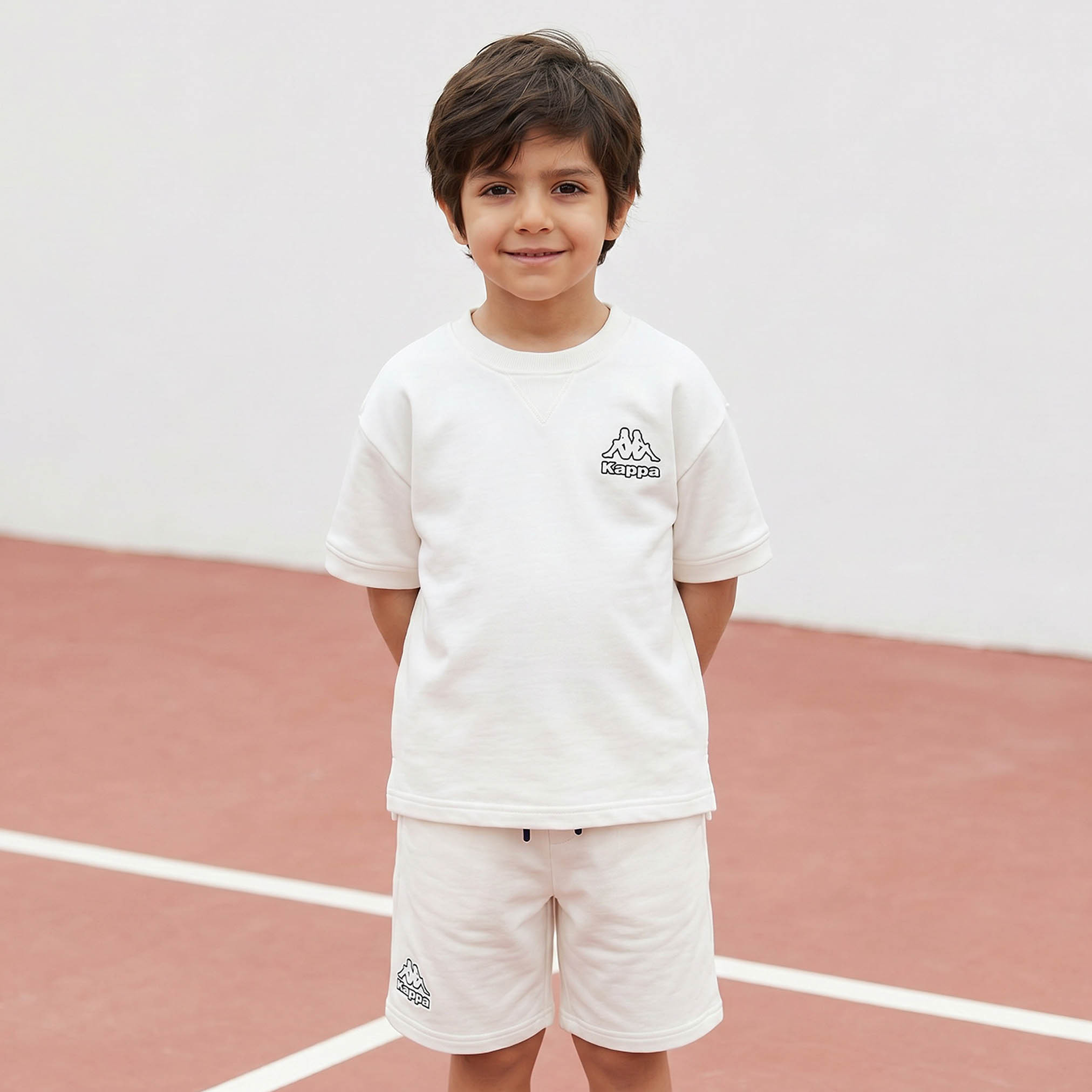 Kappa Crew Neck Short Sleeves T-shirt and Shorts Set with Drawstring Closure-boys-clothing-setsandcoords-image-1