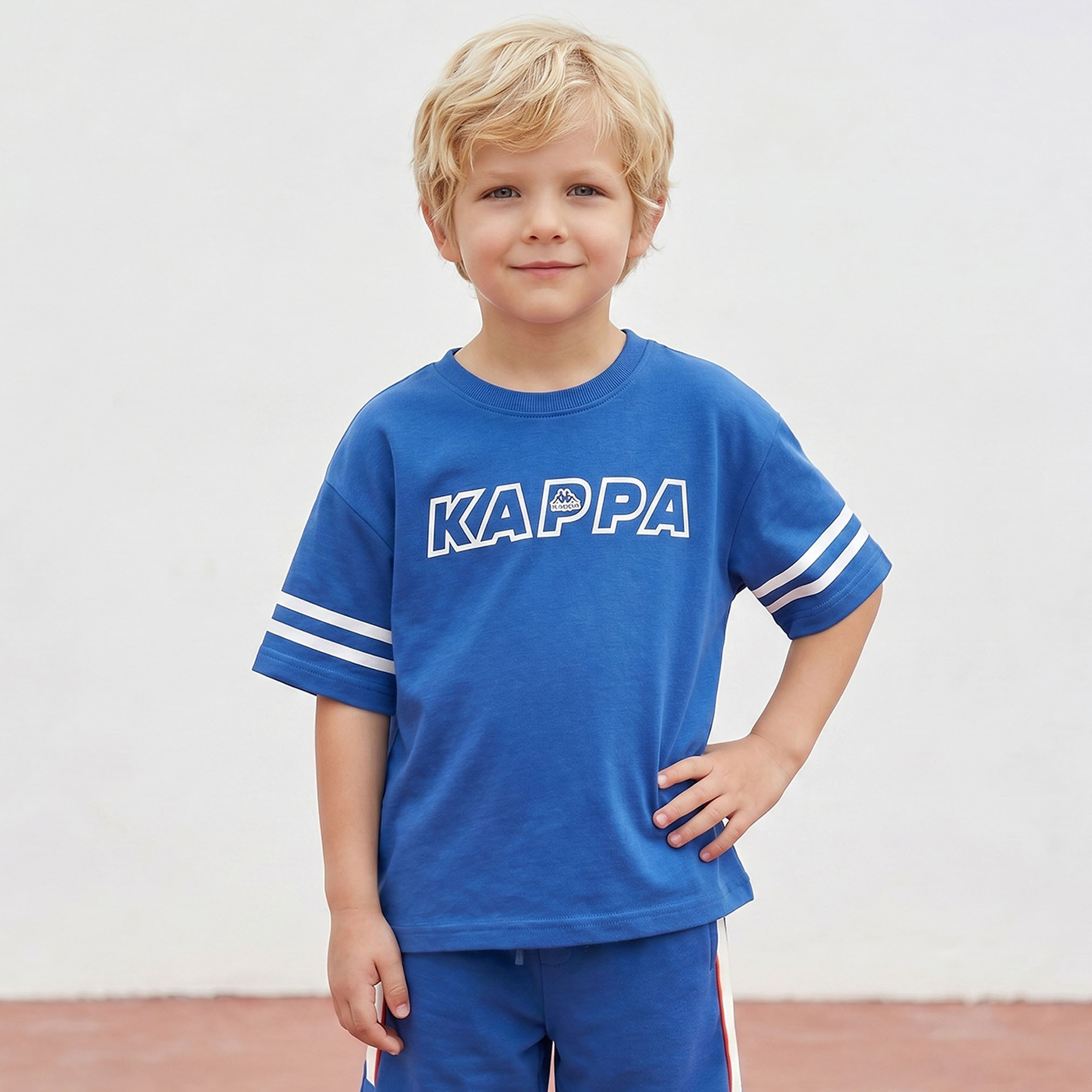 Kappa Crew Neck Short Sleeves T-shirt and Shorts Set with Logo Print-boys-clothing-setsandcoords-image-2