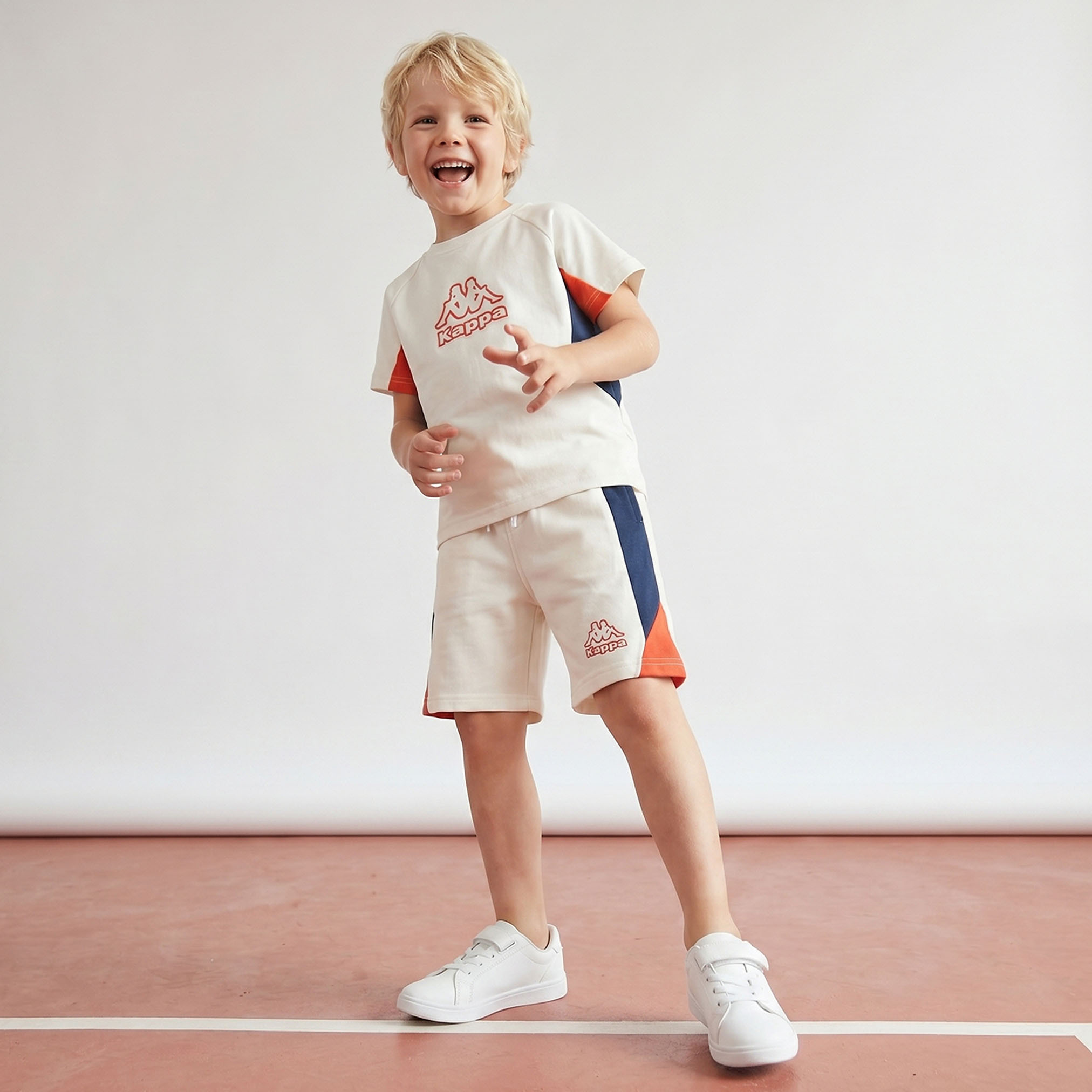 Kappa Crew Neck Short Sleeves T-shirt and Shorts Set with Logo Print-boys-clothing-setsandcoords-image-1
