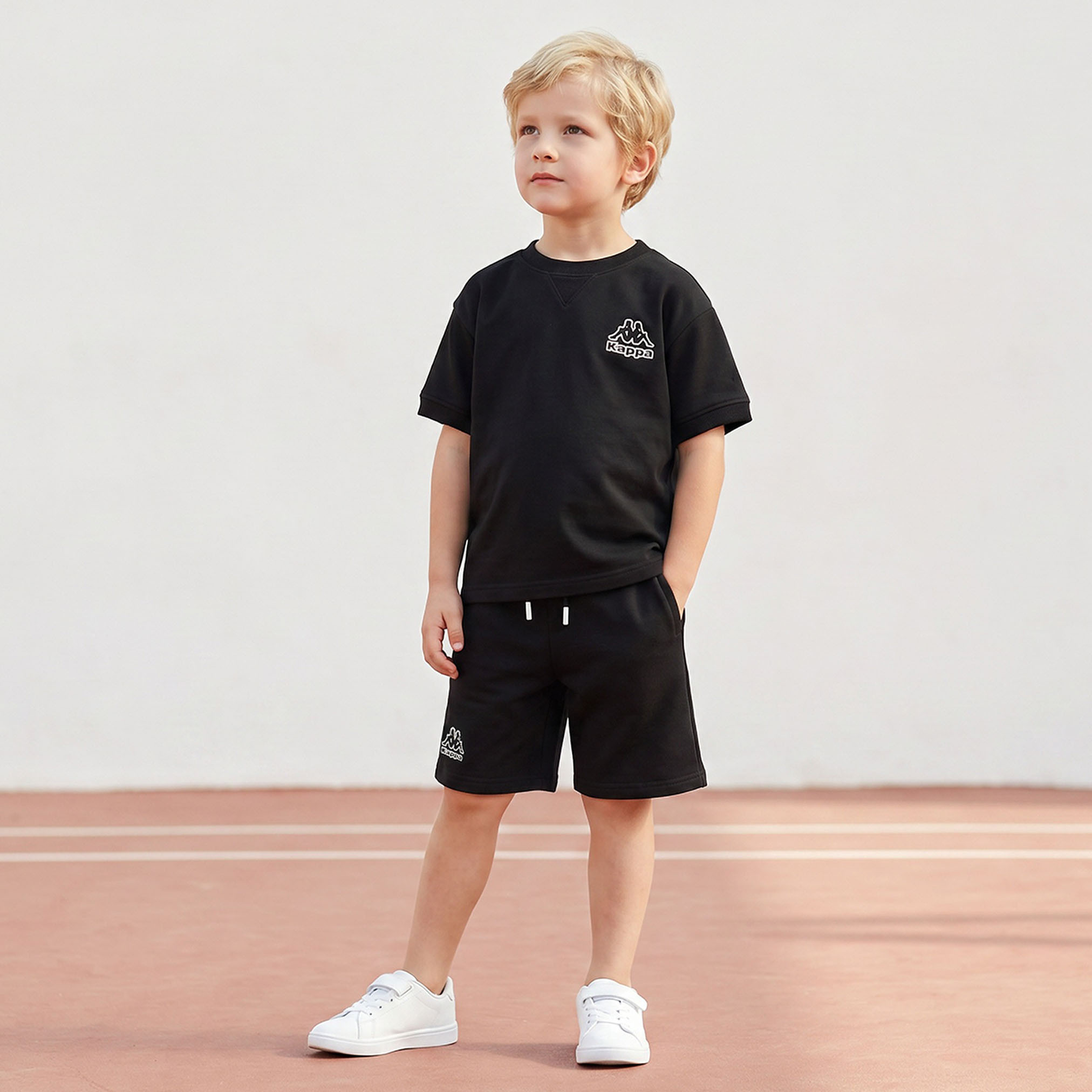 Kappa Crew Neck Short Sleeves T-shirt and Shorts Set with Logo Print-boys-clothing-setsandcoords-image-1