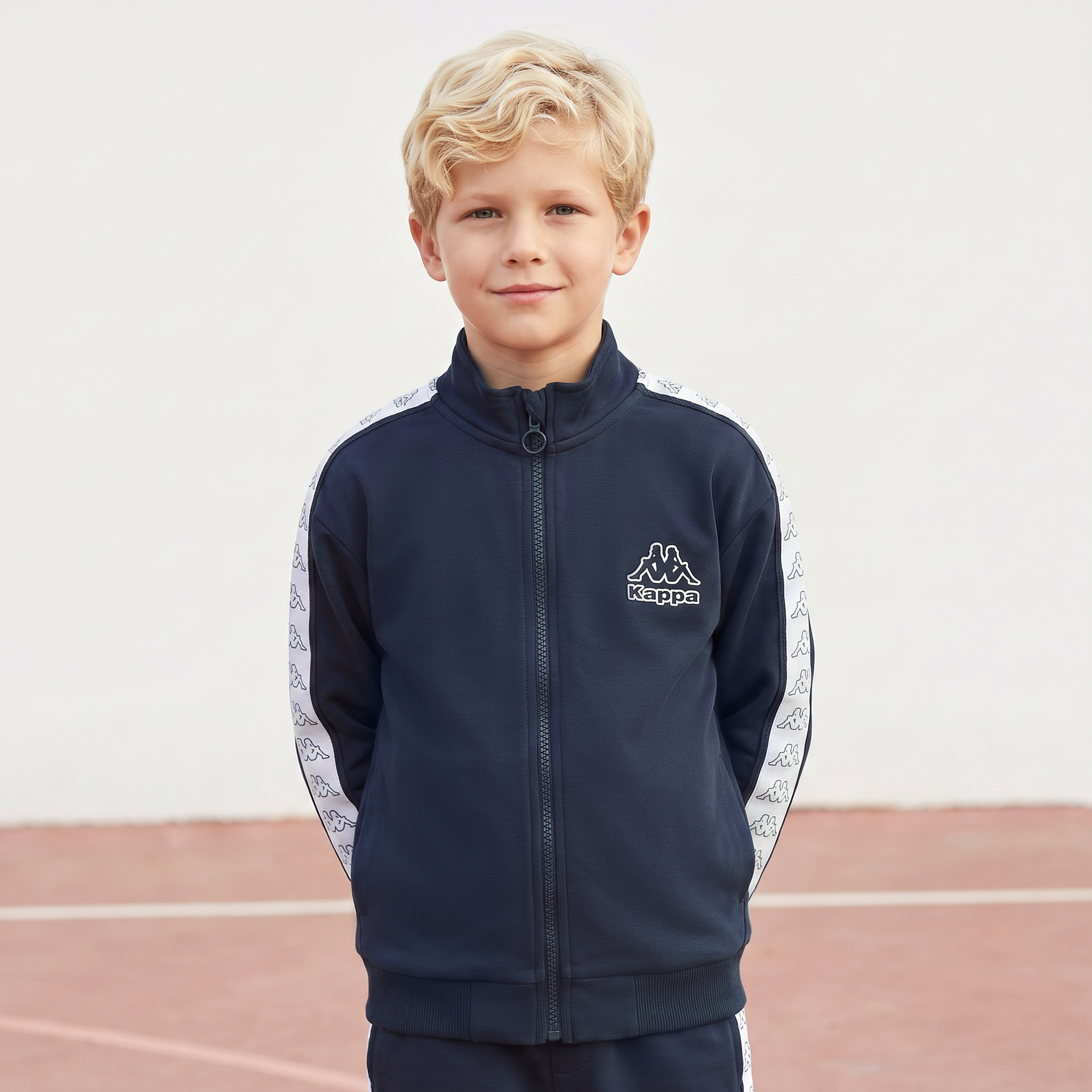 Kappa High Neck Long Sleeves Jacket and Track Pants Set with Taped Side Panel Detail-boys-clothing-setsandcoords-image-3